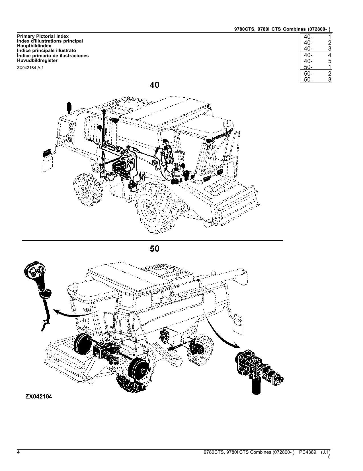 JOHN DEERE 9780CTS 9780I CTS COMBINE PARTS CATALOG MANUAL