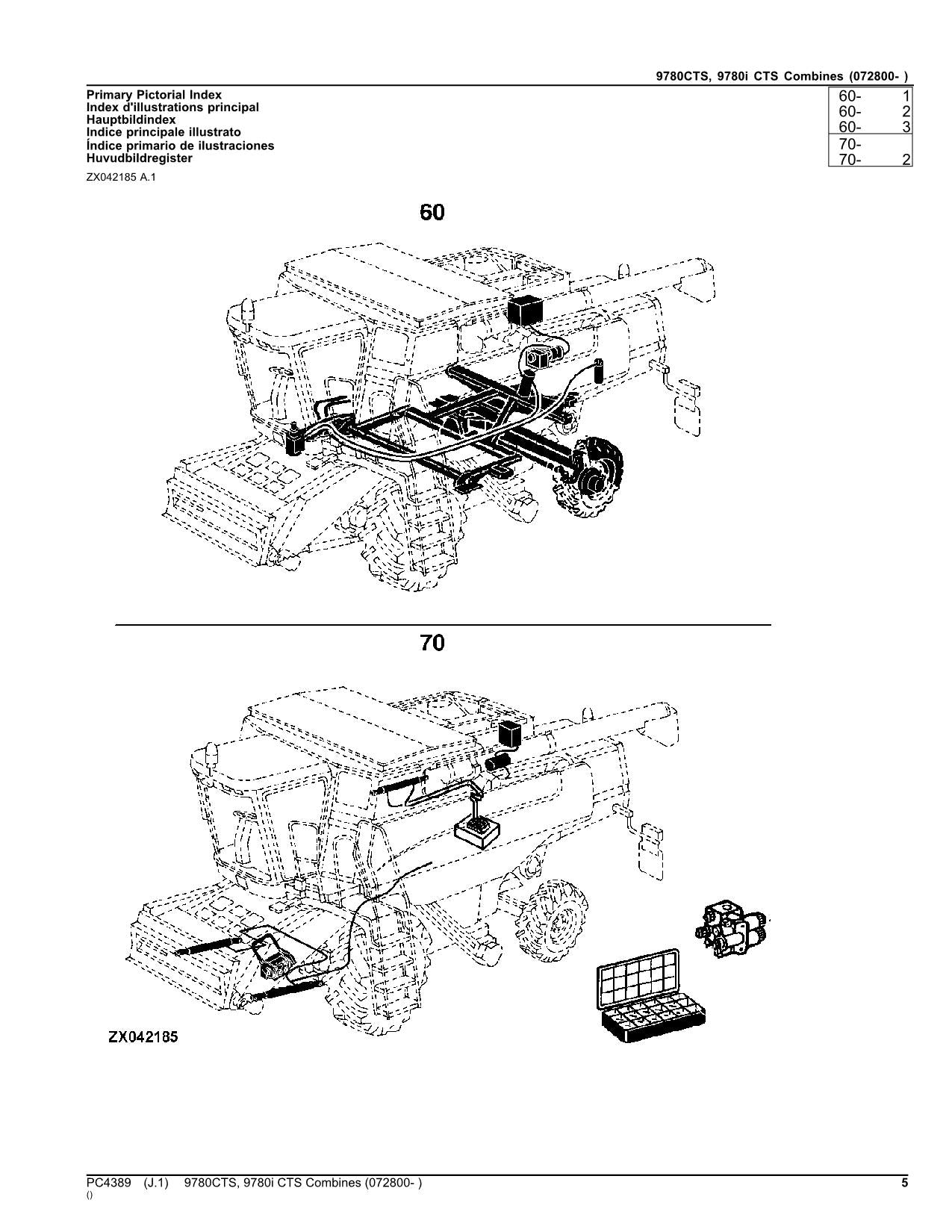 JOHN DEERE 9780CTS 9780I CTS COMBINE PARTS CATALOG MANUAL