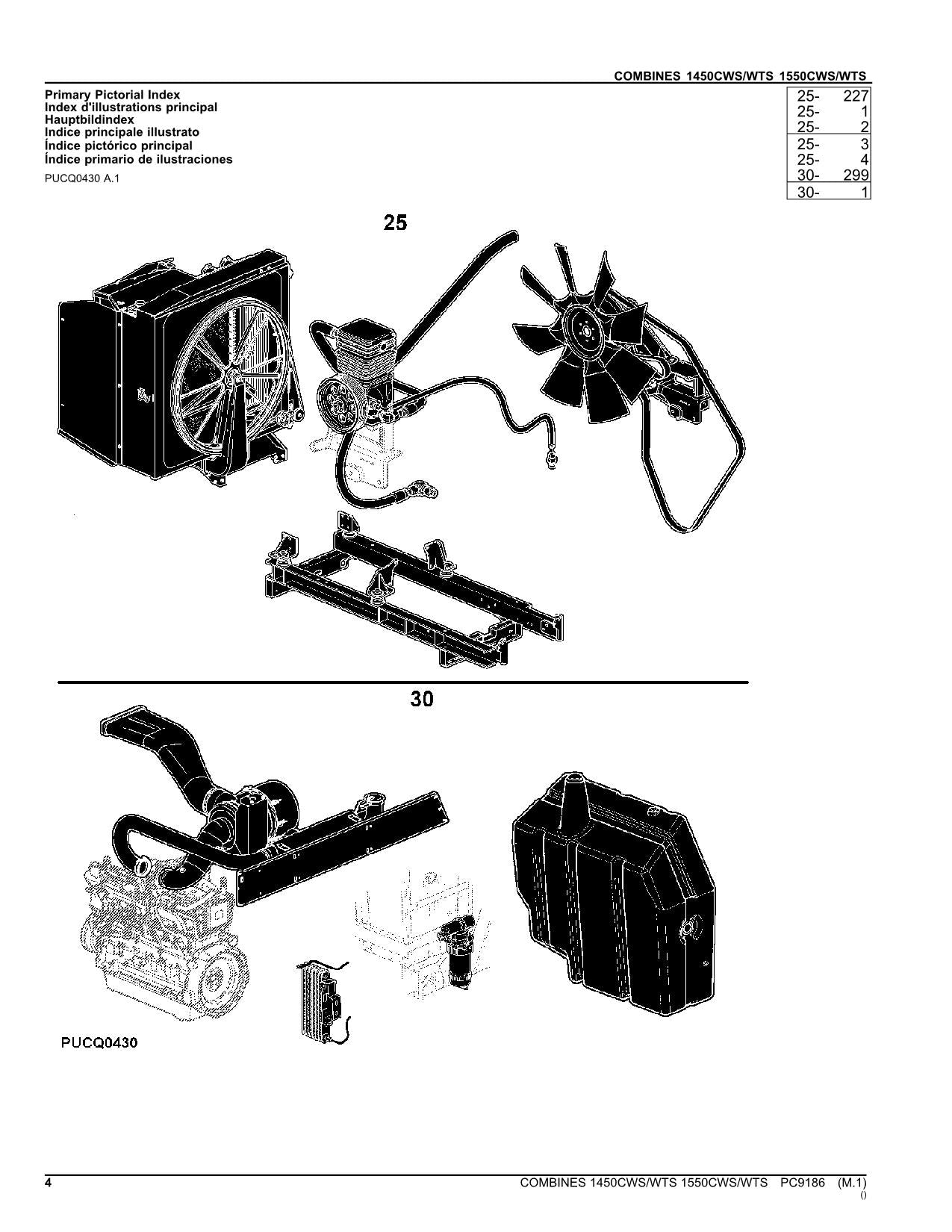 JOHN DEERE 1450 CWS 1550 1450 WTS 1550 COMBINE PARTS CATALOG MANUAL