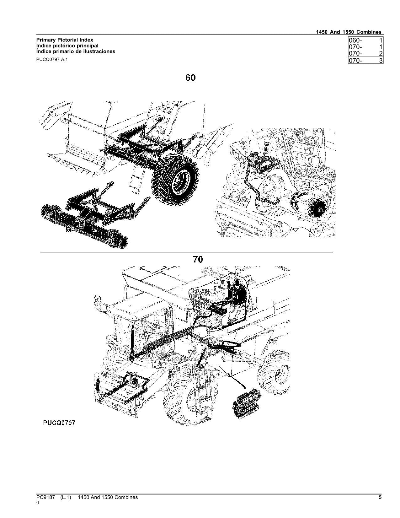 JOHN DEERE 1450 1550 COMBINE PARTS CATALOG MANUAL #1