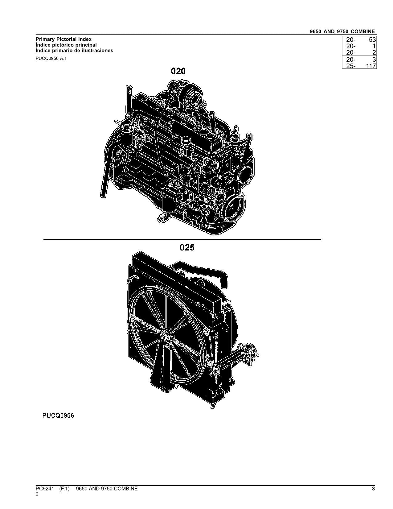 JOHN DEERE 9650 9750 STS COMBINE PARTS CATALOG MANUAL