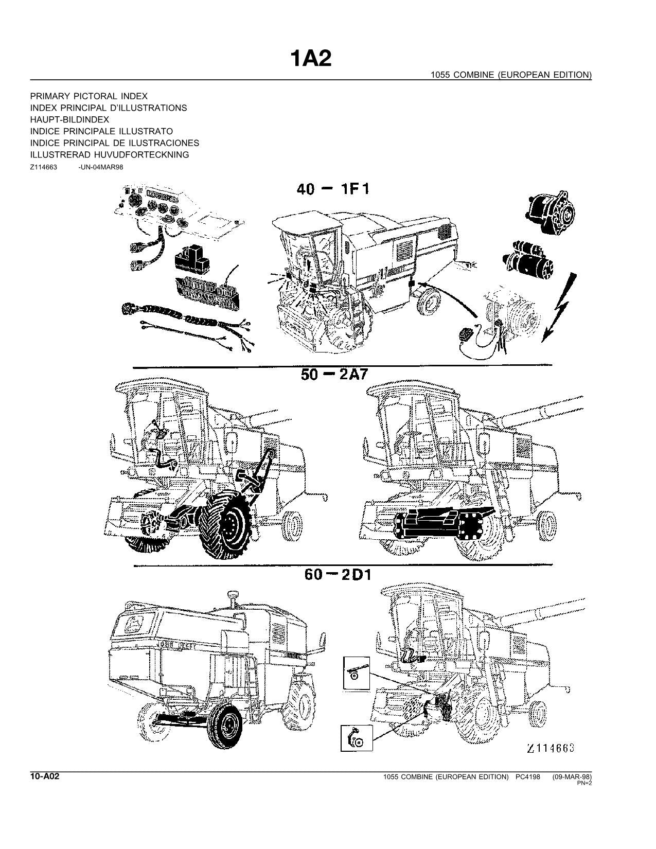 JOHN DEERE 1055 COMBINE PARTS CATALOG MANUAL