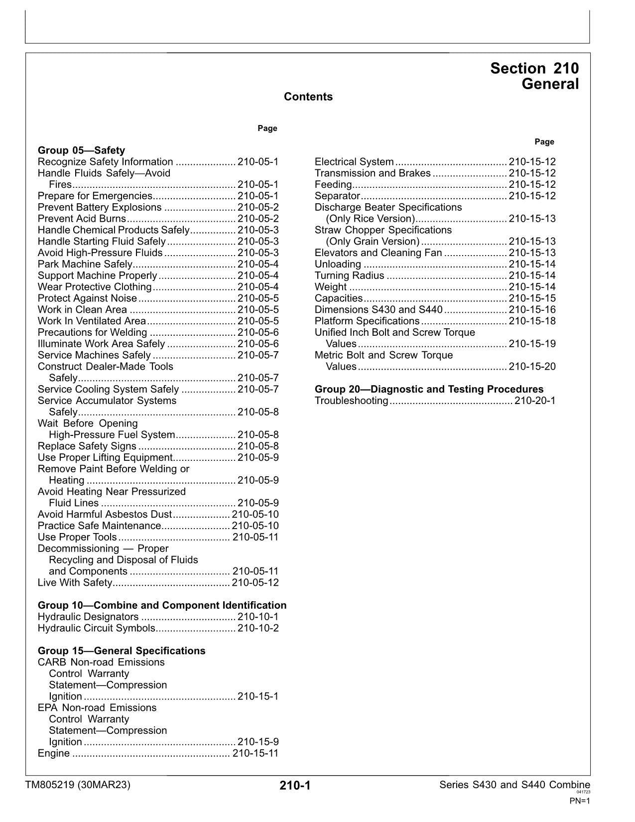 JOHN DEERE S430 S440 MÄHDRESCHER DIAGNOSEHANDBUCH