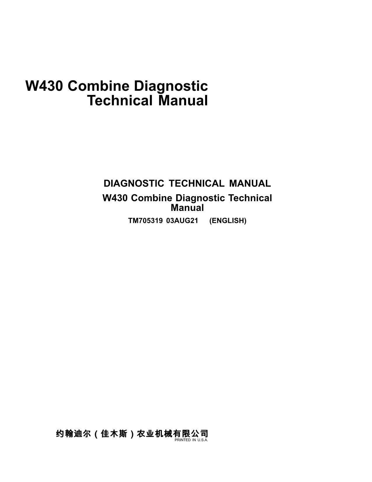 MANUEL DE DIAGNOSTIC DE LA MOISSONNEUSE-BATTEUSE JOHN DEERE W430