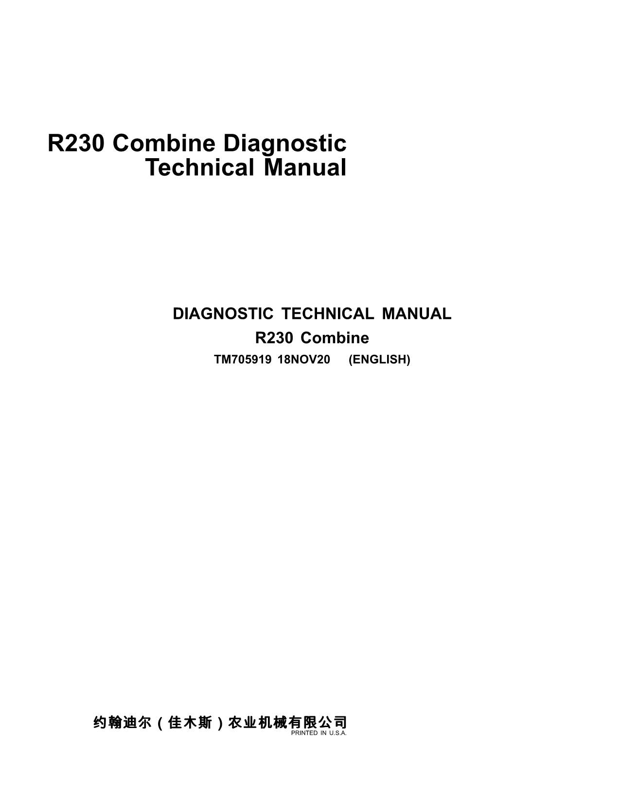 JOHN DEERE R230 MÄHDRESCHER DIAGNOSEHANDBUCH