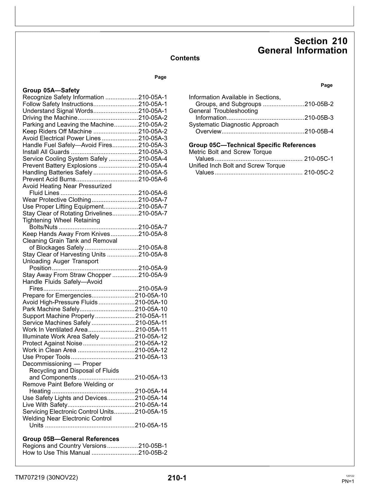 JOHN DEERE W230 COMBINE DIAGNOSTIC MANUAL #3