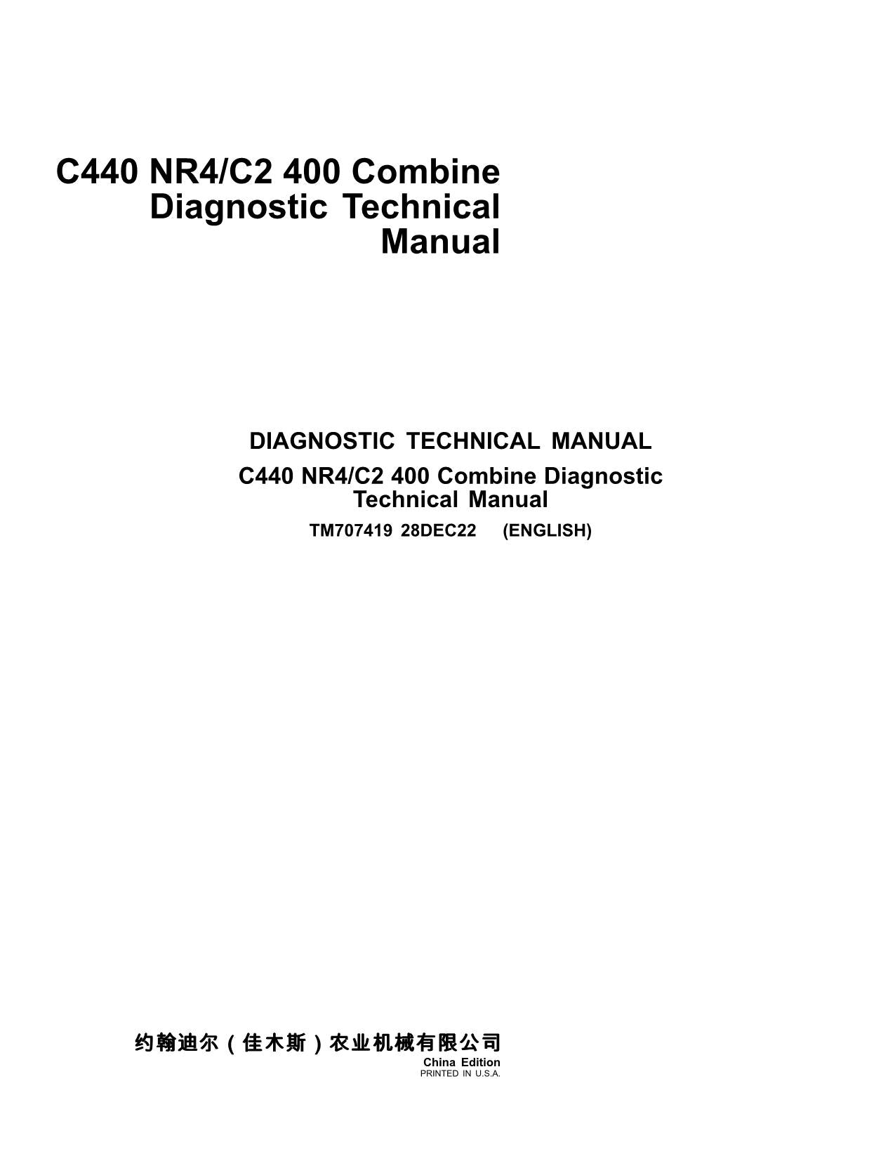 MANUEL DE DIAGNOSTIC DE LA MOISSONNEUSE-BATTEUSE JOHN DEERE C440