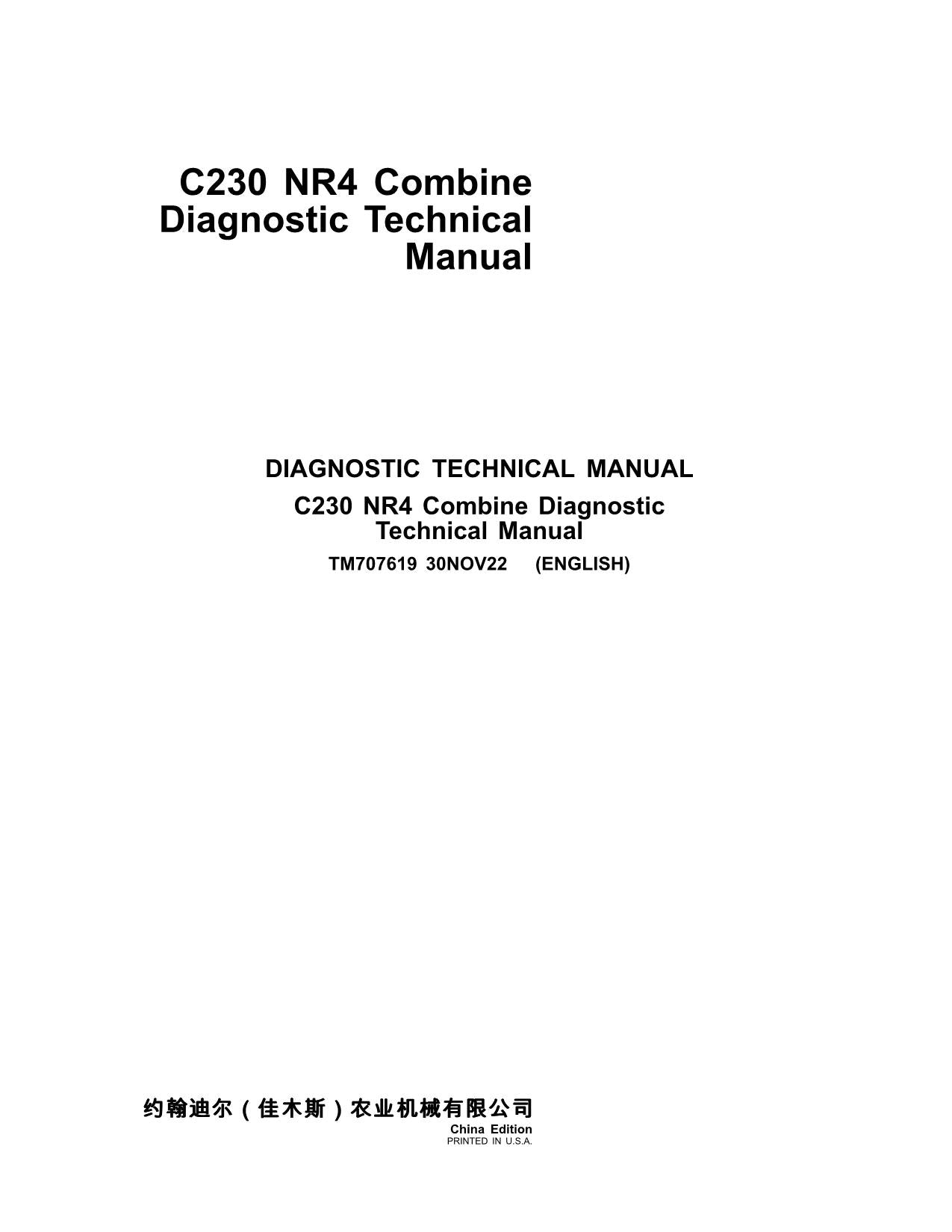 JOHN DEERE C230 MÄHDRESCHER DIAGNOSEHANDBUCH Nr. 1