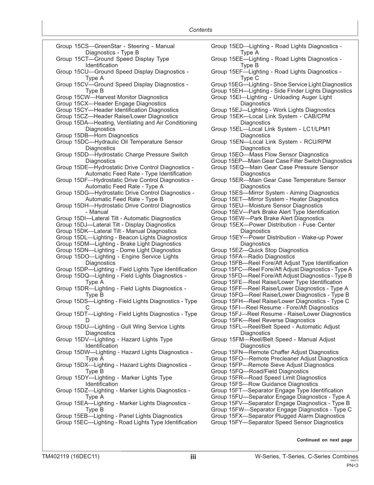 JOHN DEERE W540 W550 W560 W660 COMBINE DIAGNOSTIC MANUAL