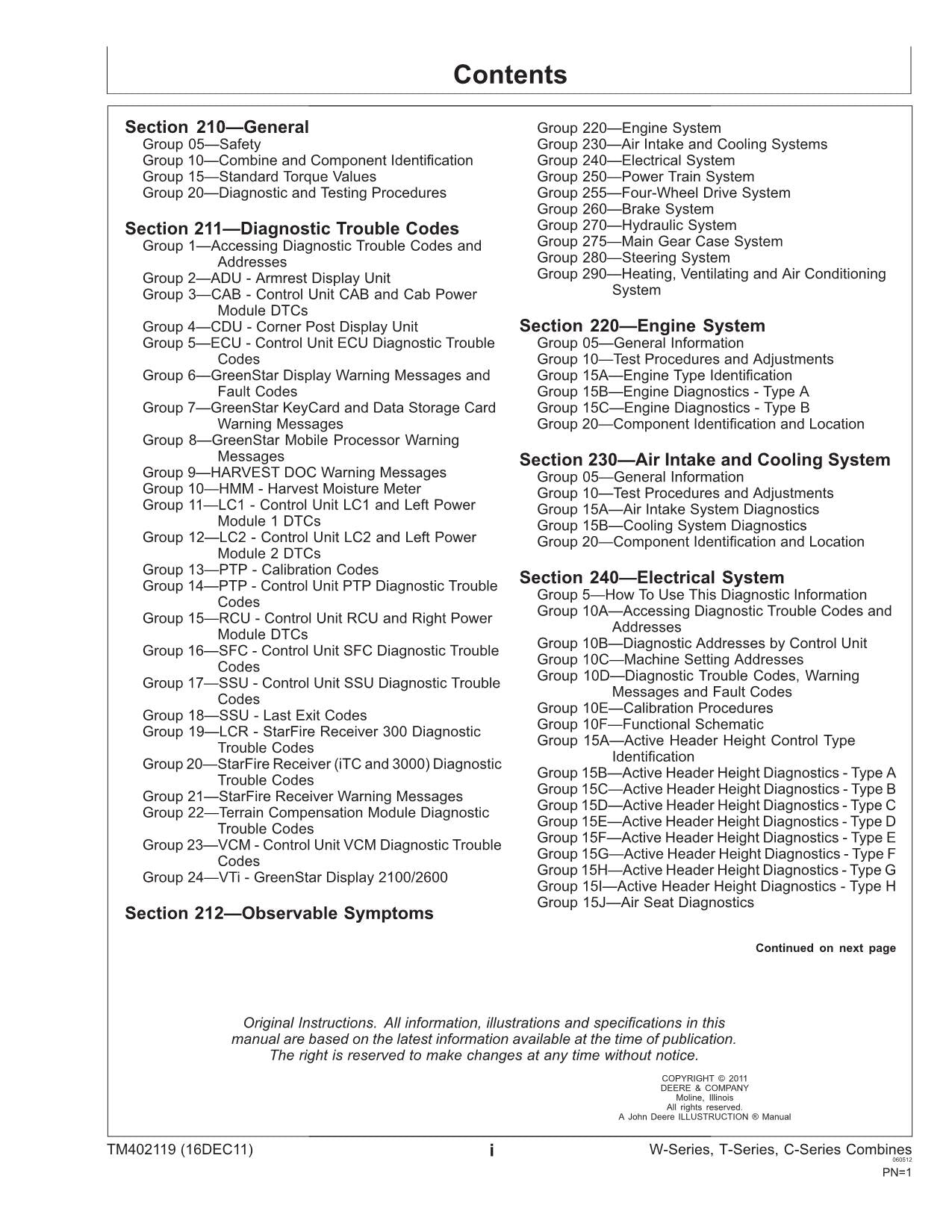 JOHN DEERE T550 T560 T660 T670 C670 MÄHDRESCHER DIAGNOSEHANDBUCH