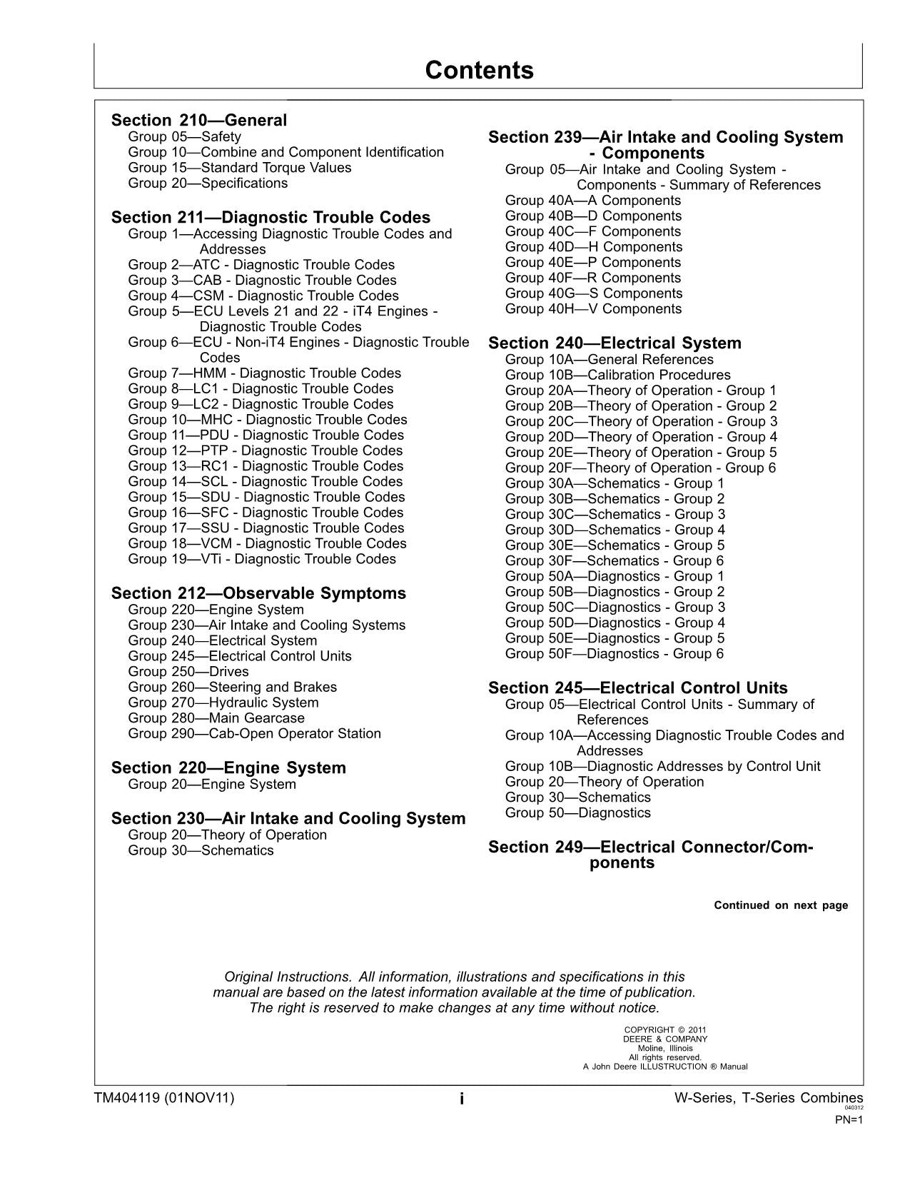 JOHN DEERE W540 W550 W650 W660 T550 T560 T660 T670 MÄHDRESCHER DIAGNOSEHANDBUCH Nr. 3