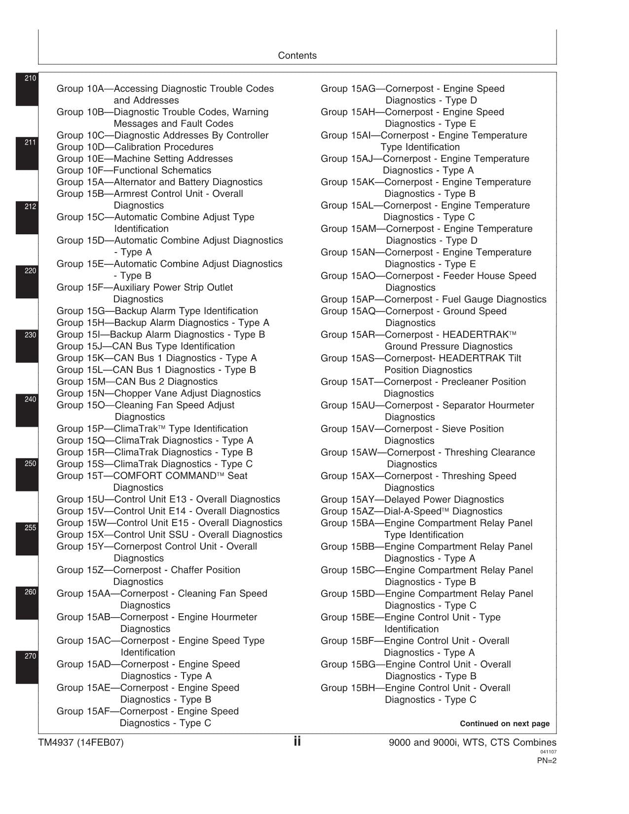 JOHN DEERE 9540 9560 9580 9640 9660 9680 HILLMASTER  COMBINE DIAGNOSTIC MANUAL