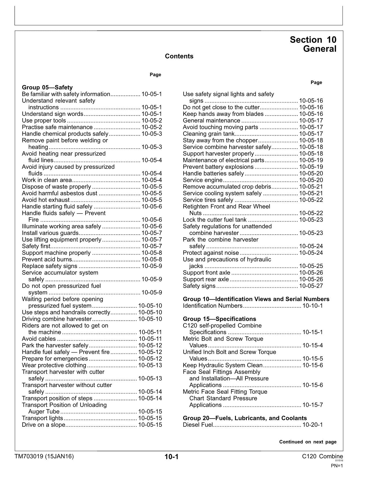 JOHN DEERE C120 MÄHDRESCHER DIAGNOSEHANDBUCH Nr. 2