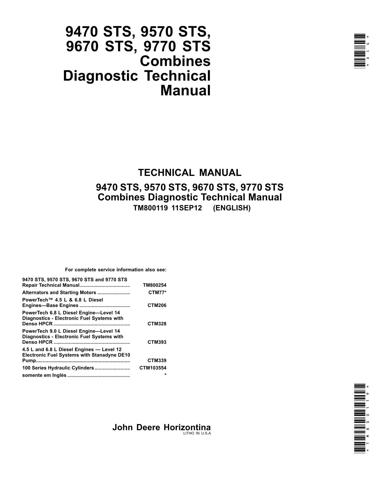 JOHN DEERE 9470 STS 9570 STS 9670 STS 9770 STS MÄHDRESCHER DIAGNOSEHANDBUCH