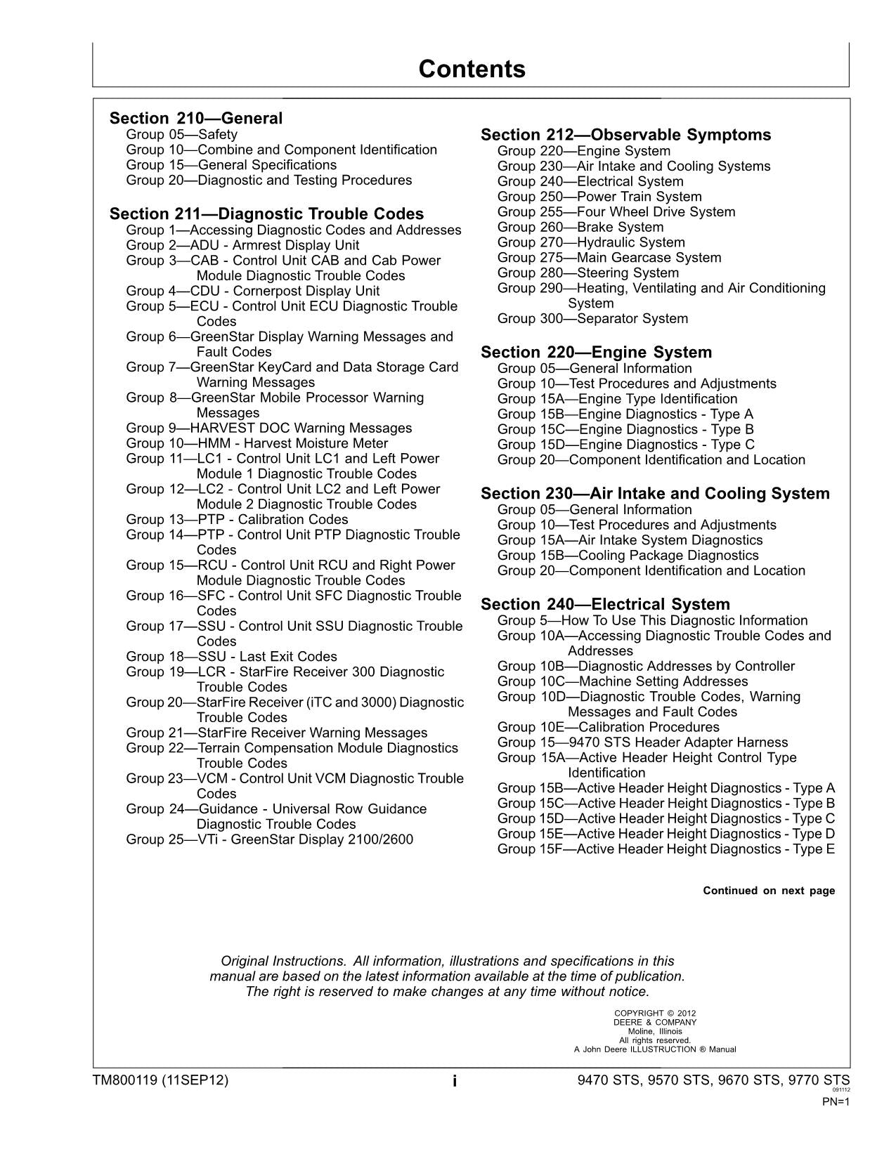 JOHN DEERE 9470 STS 9570 STS 9670 STS 9770 STS MÄHDRESCHER DIAGNOSEHANDBUCH