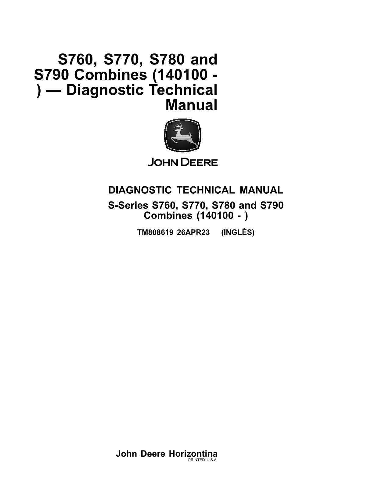 JOHN DEERE S760 S780 S770 S790 COMBINE DIAGNOSTIC MANUAL