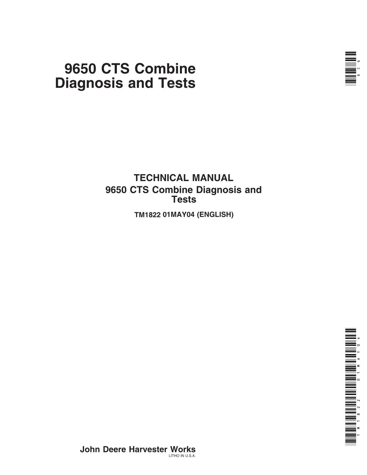 MANUEL DE TEST DE DIAGNOSTIC DE LA MOISSONNEUSE-BATTEUSE JOHN DEERE 9650 CTS #1