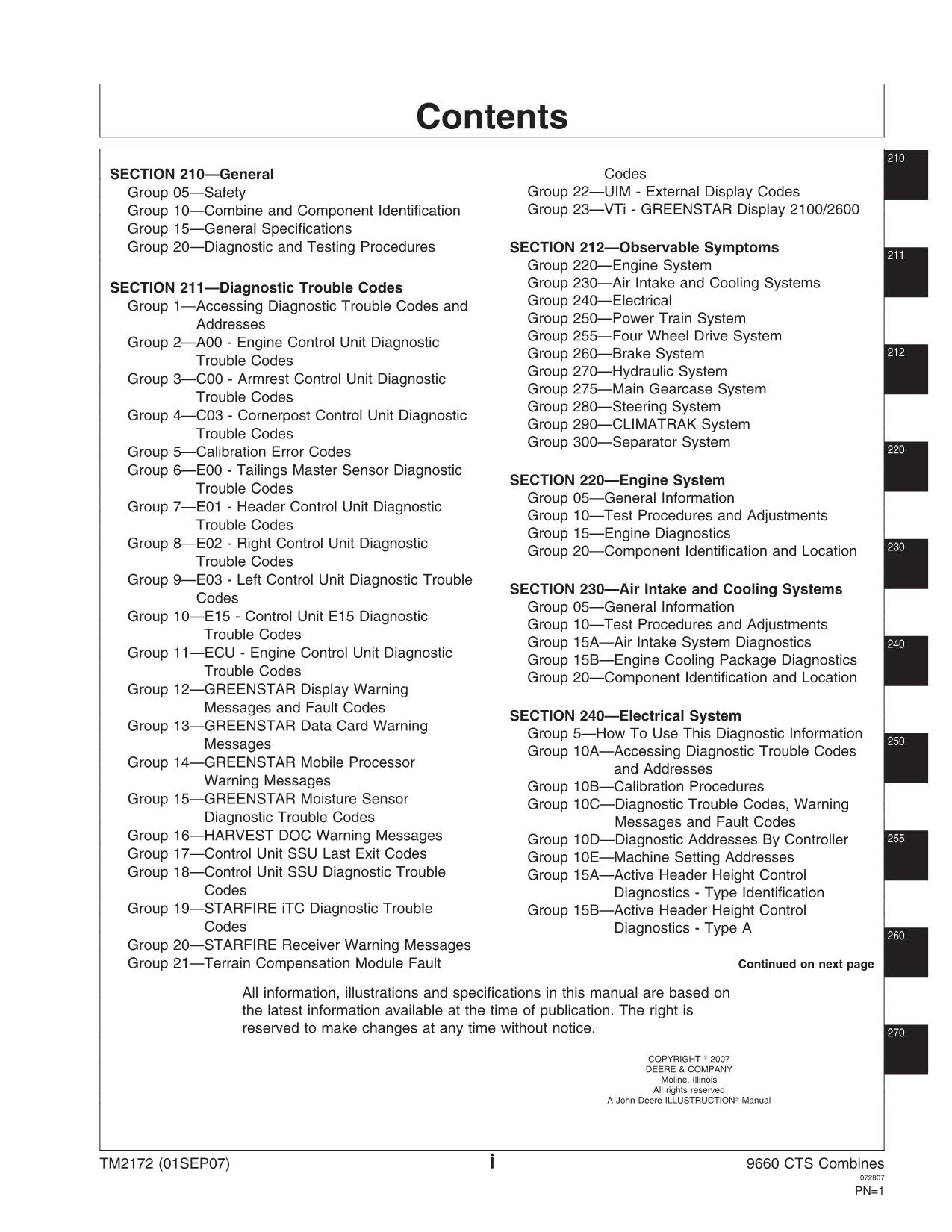 JOHN DEERE 9660 CTS COMBINE DIAGNOSTIC TEST MANUAL