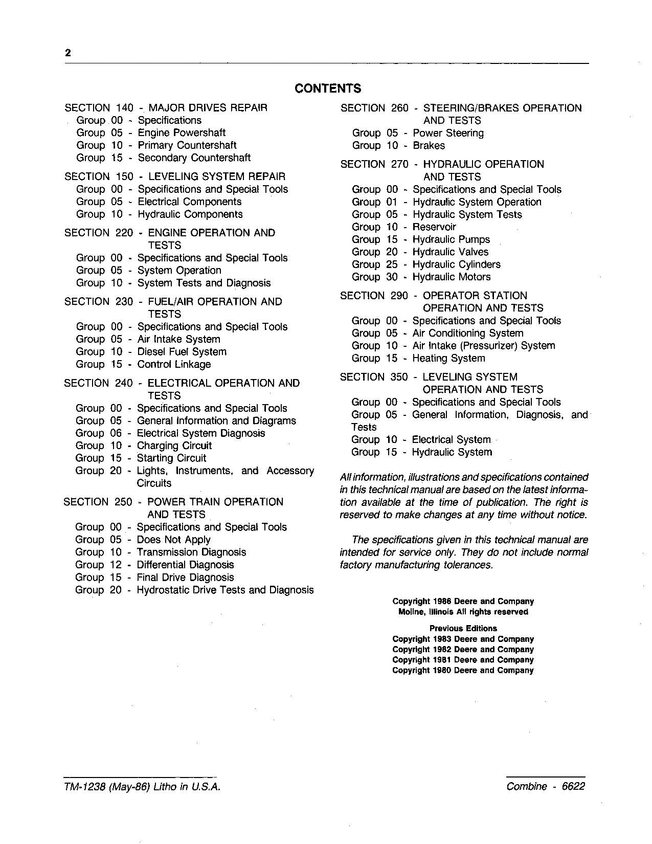 JOHN DEERE 6622 MÄHDRESCHER SERVICEHANDBUCH