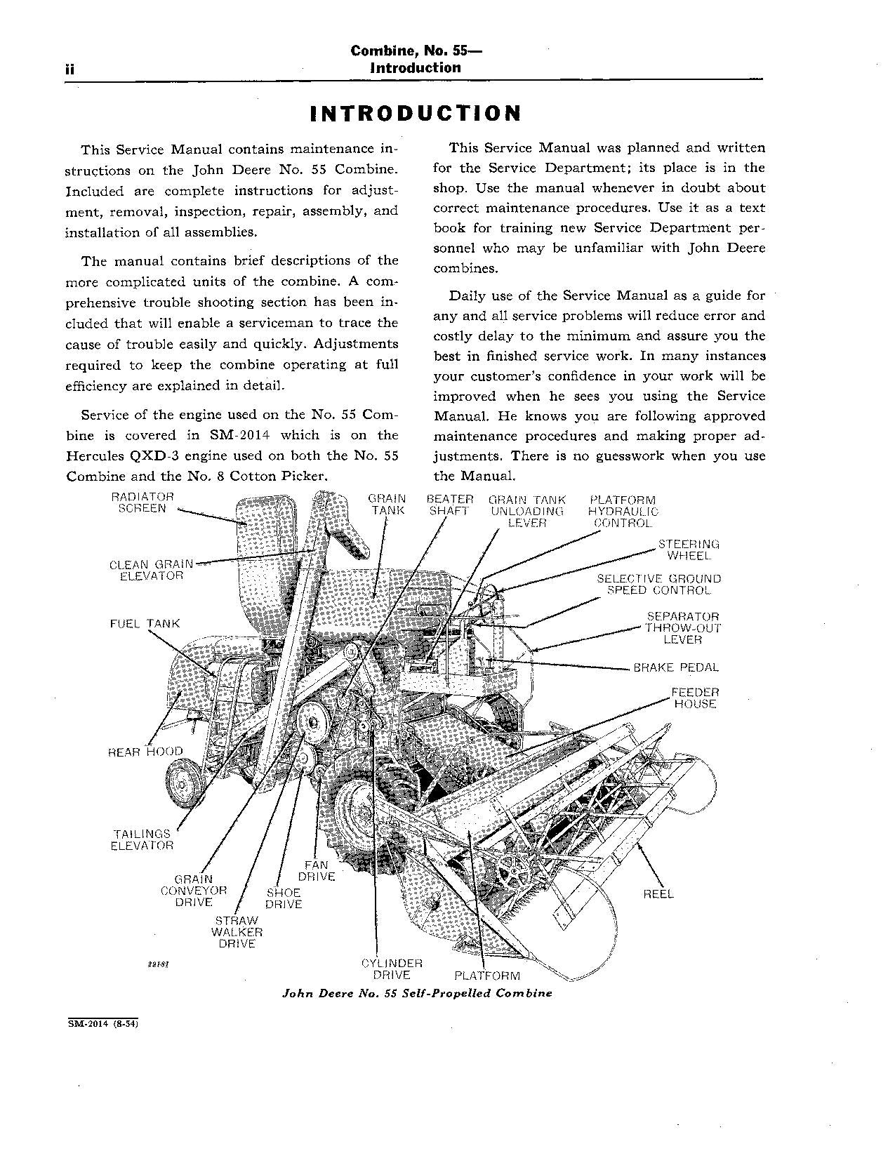 JOHN DEERE 55R COMBINE SERVICE MANUAL