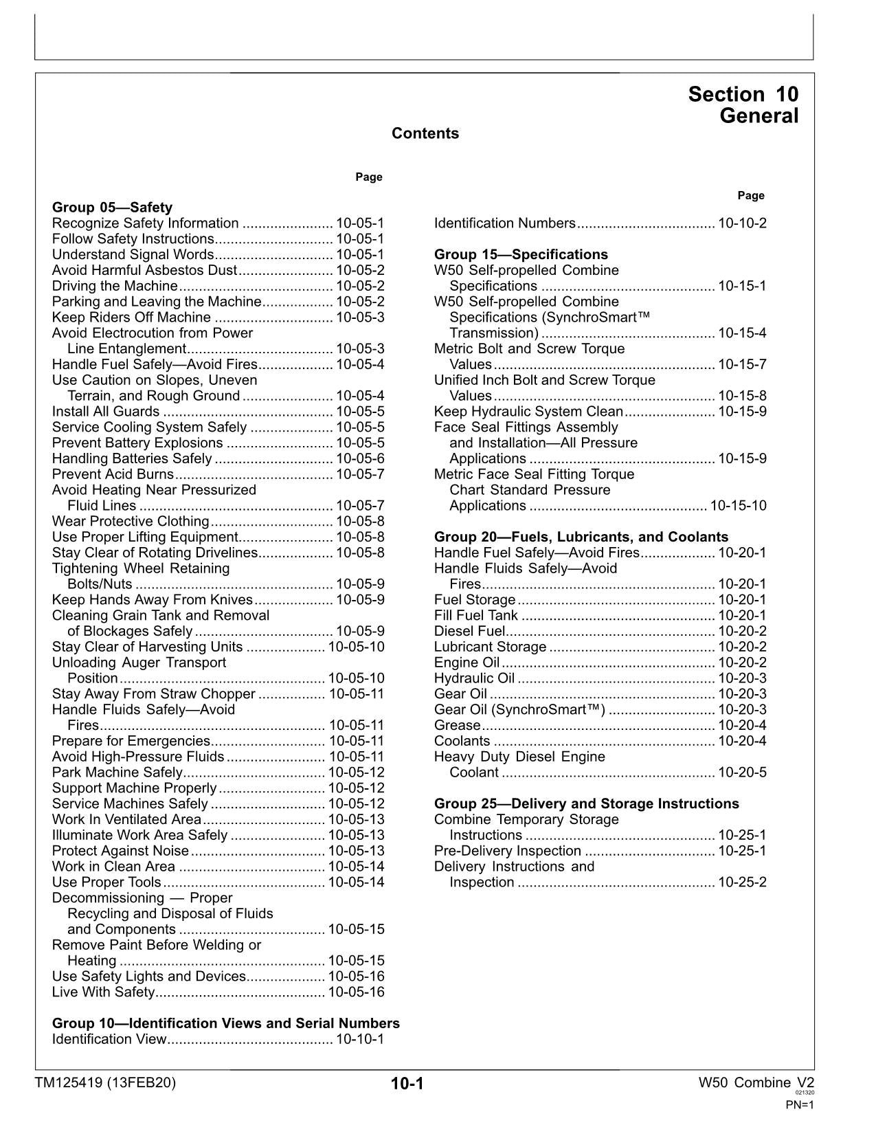 JOHN DEERE W50 V2 MÄHDRESCHER SERVICEHANDBUCH