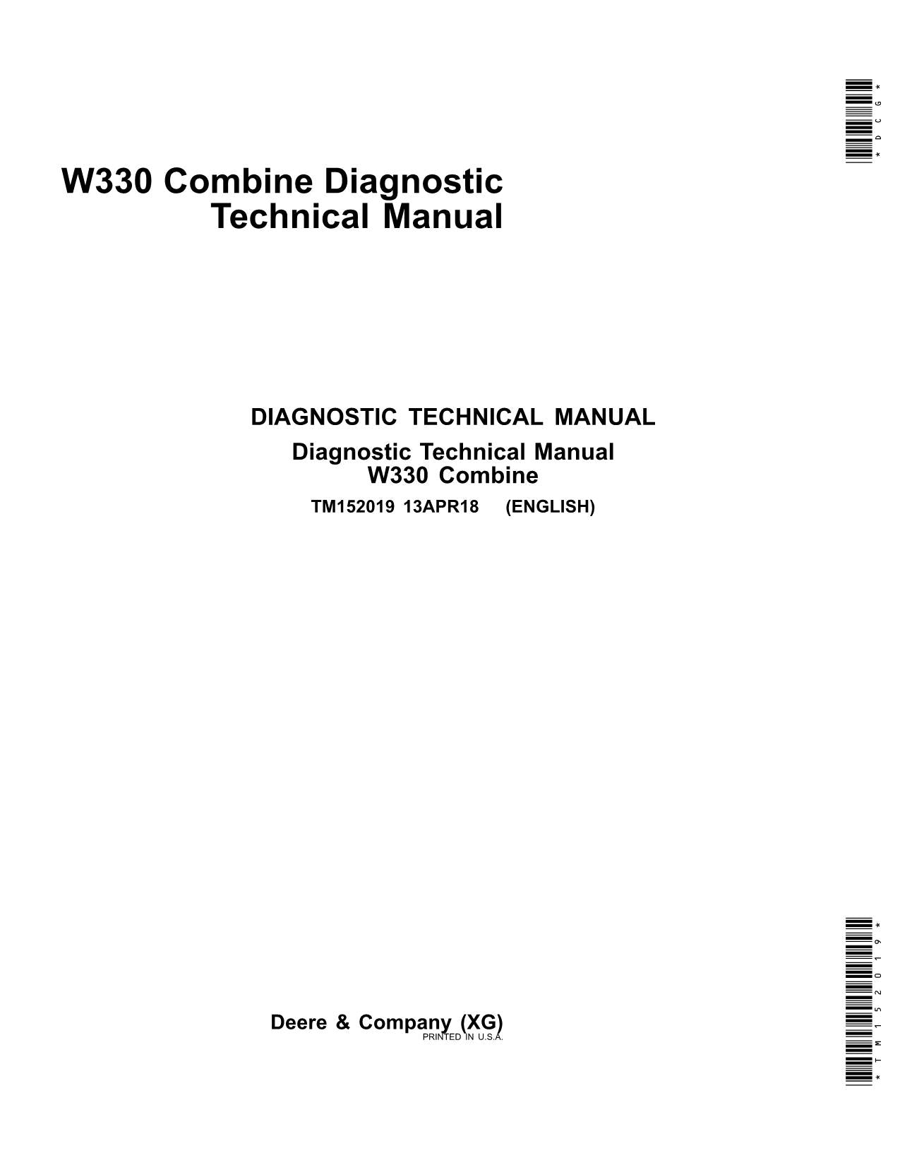 JOHN DEERE W330 MÄHDRESCHER DIAGNOSE TECHNISCHES HANDBUCH Nr. 3