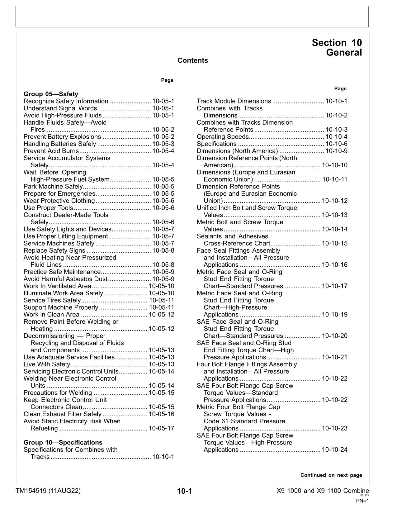 JOHN DEERE X9 1000 X9 1100 COMBINE REPAIR SERVICE MANUAL #2