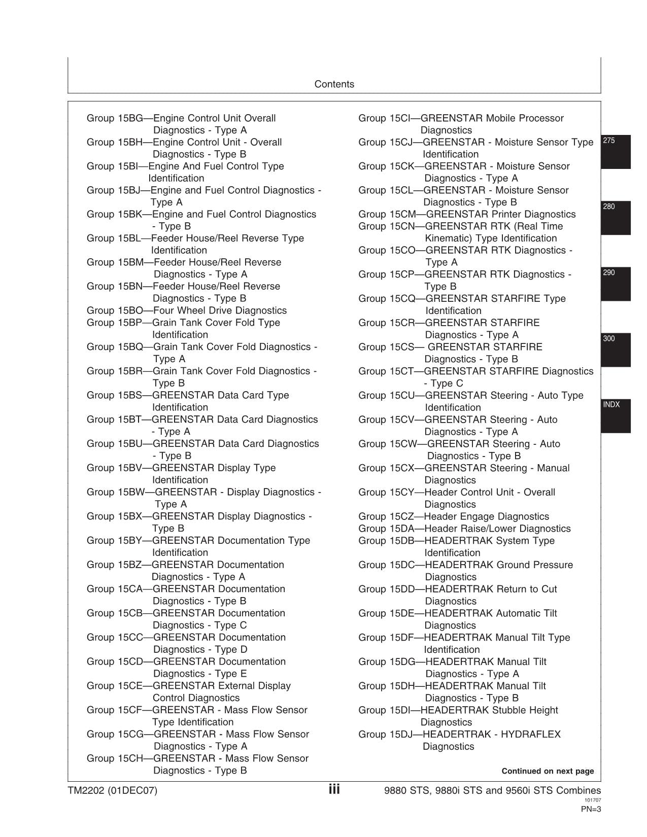 JOHN DEERE 9880 STS 9880i STS 9560i STS COMBINE REPAIR SERVICE MANUAL TM2202