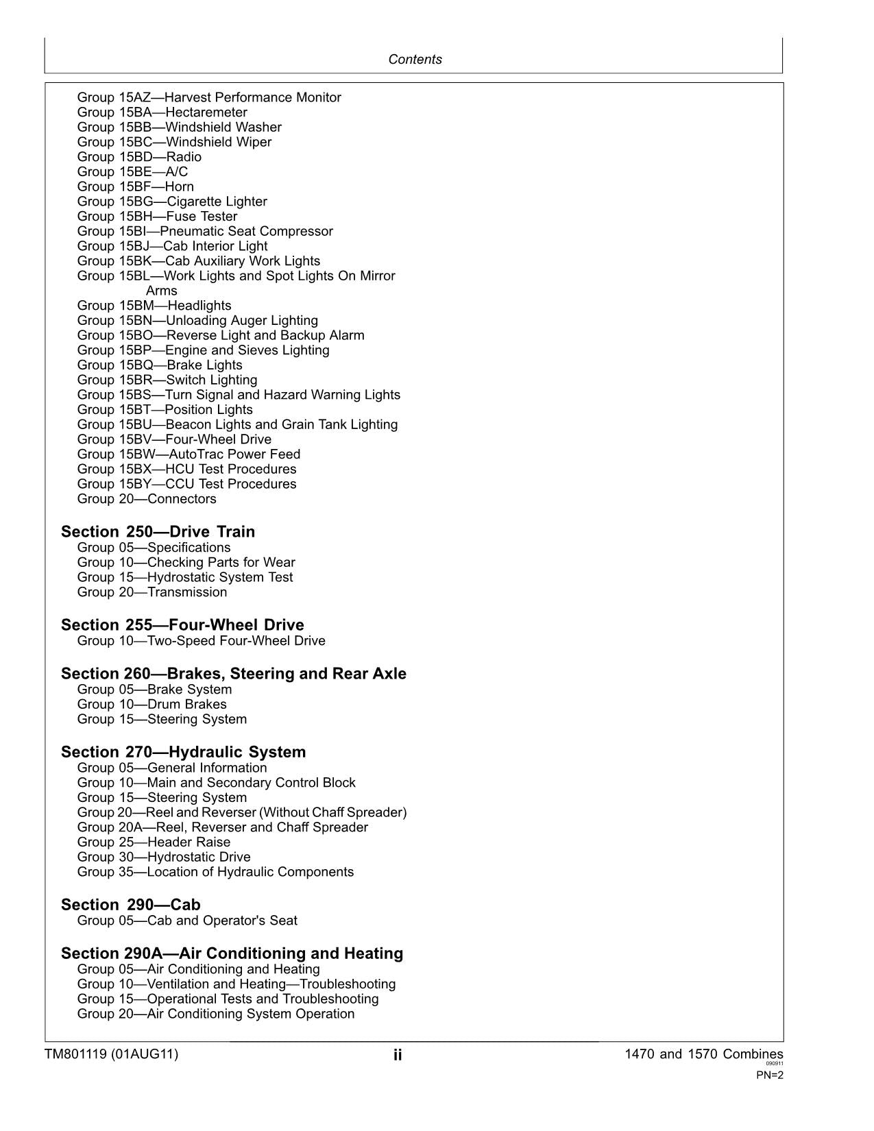 JOHN DEERE 1470 1570 COMBINE SERVICE MANUAL