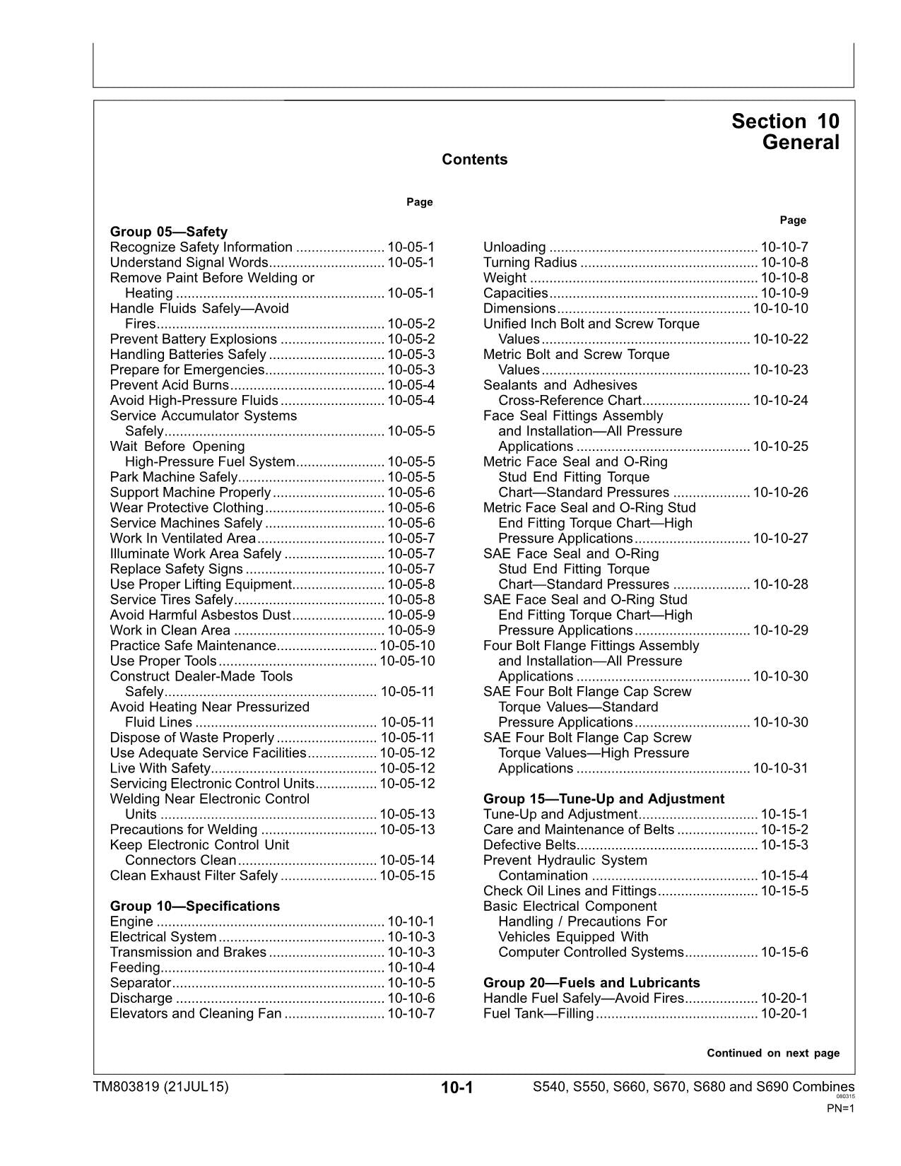 JOHN DEERE S540 S550 S660 S670 S680 S690 COMBINE REPAIR SERVICE MANUAL #1