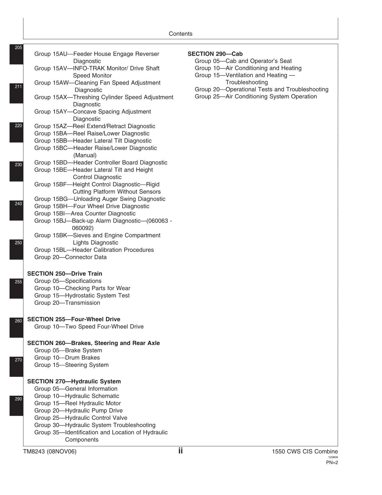 JOHN DEERE 1550 CWS,1450 CWS COMBINE SERVICE MANUAL