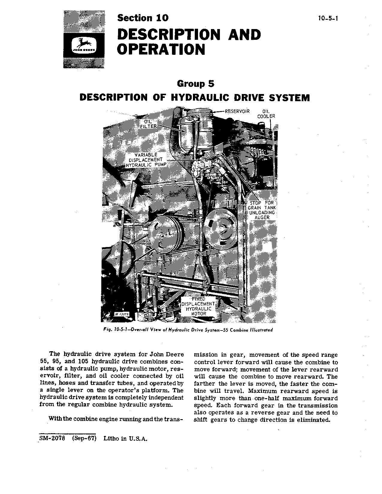 JOHN DEERE 95 COMBINE SERVICE MANUAL