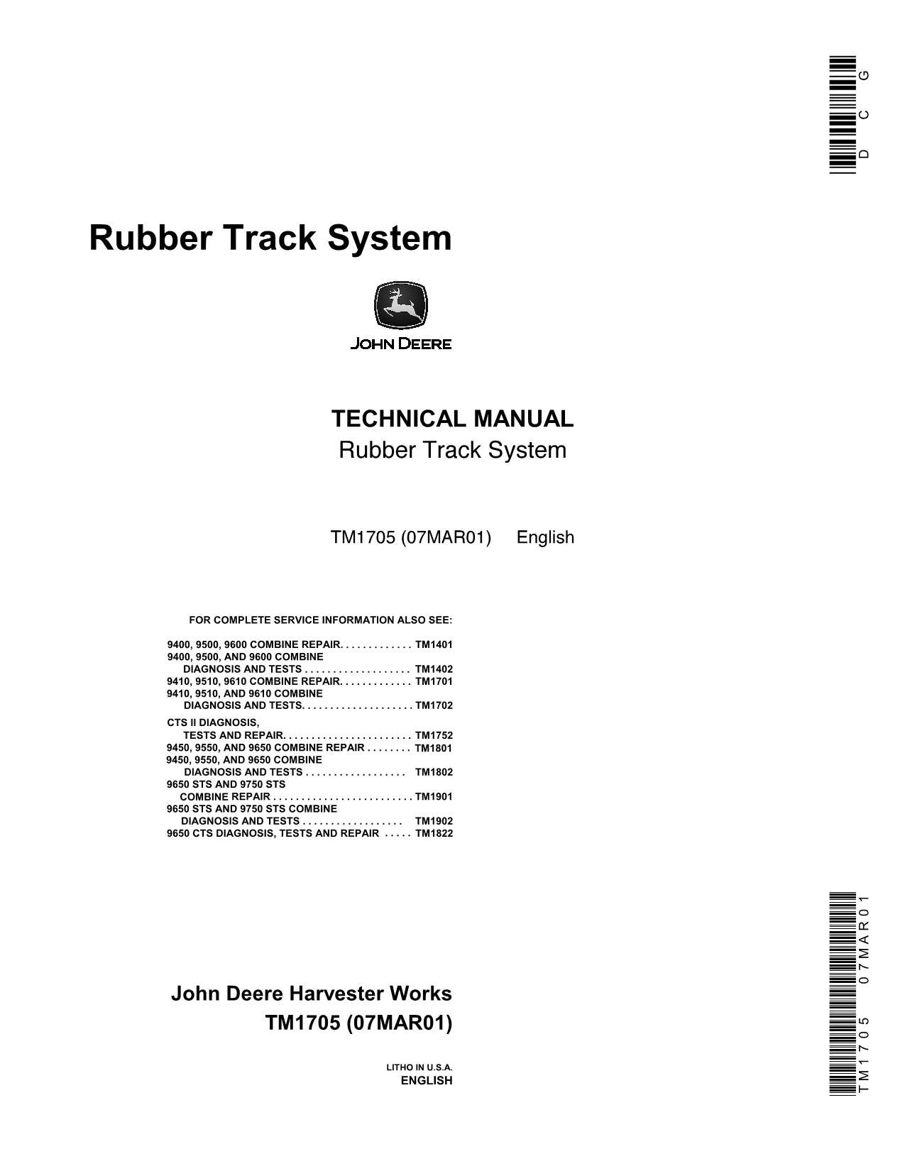 JOHN DEERE S660 S670 S680 S685 S690 T560 T660 T670 W540 COMBINE SERVICE MANUAL