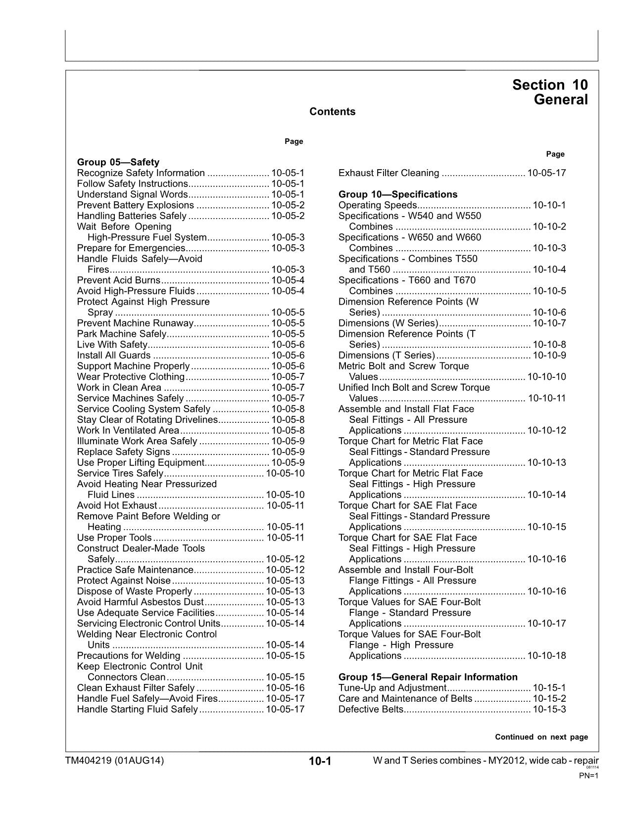 JOHN DEERE W540 W550 W650 W660 T550 T560 T660 MÄHDRESCHER REPARATUR-SERVICEHANDBUCH Nr. 2