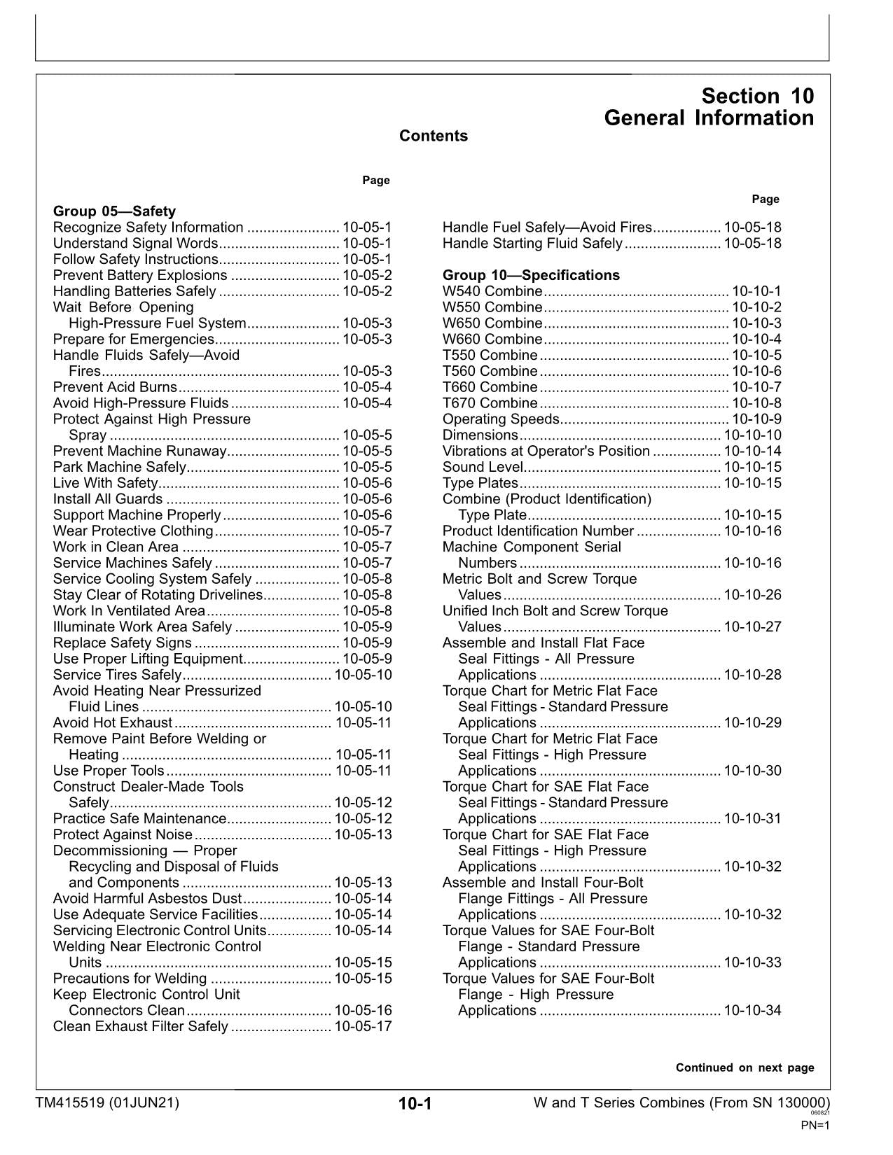 JOHN DEERE W540 W550 W650 W660 T550 T560 T660 COMBINE REPAIR SERVICE MANUAL #5