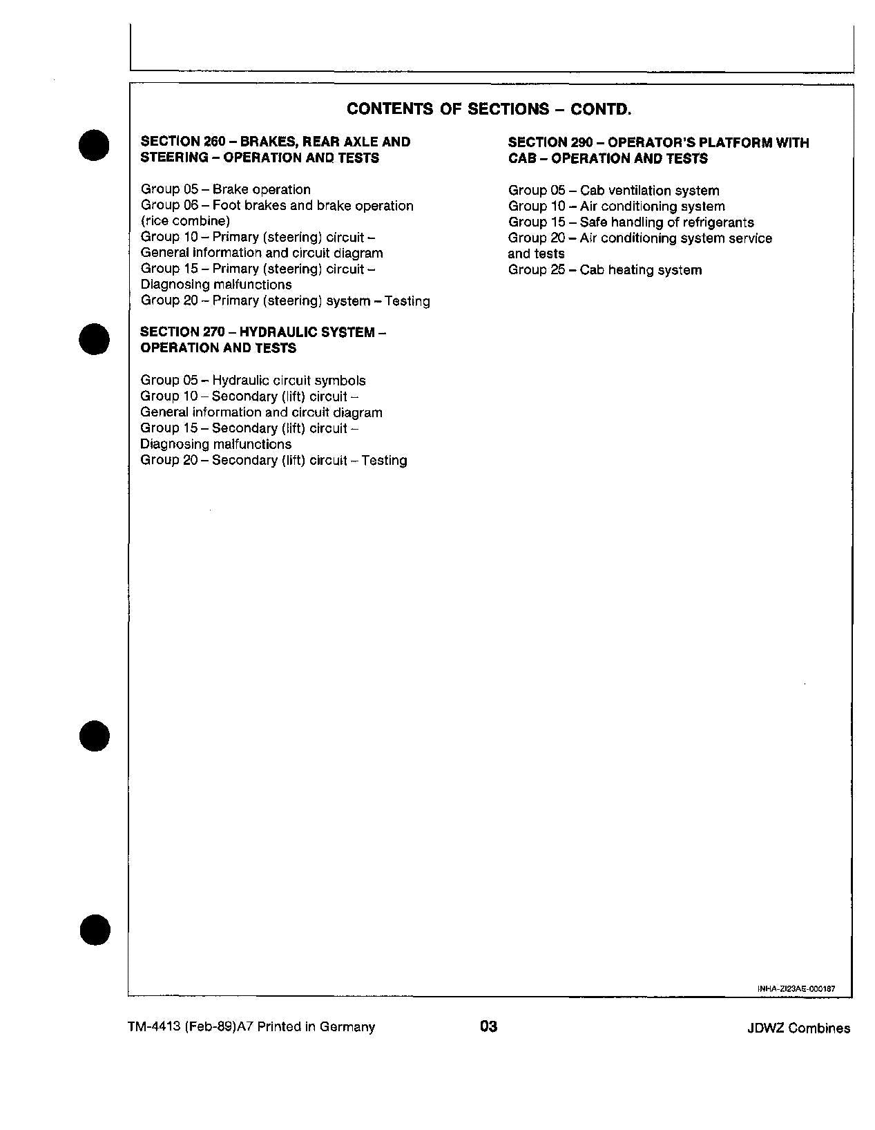 MANUEL D'ENTRETIEN DE LA MOISSONNEUSE-BATTEUSE JOHN DEERE 1032 1042 1052