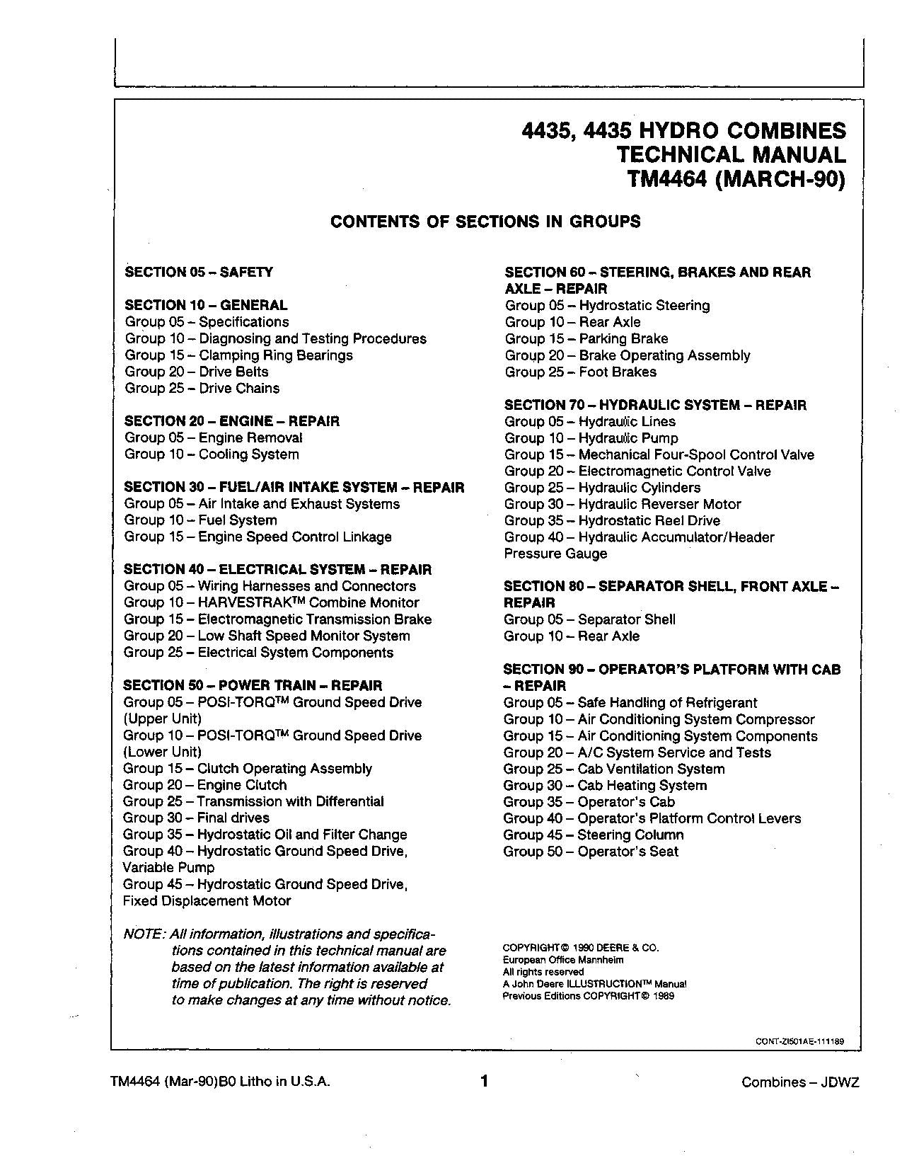 JOHN DEERE 4435 MÄHDRESCHER SERVICEHANDBUCH