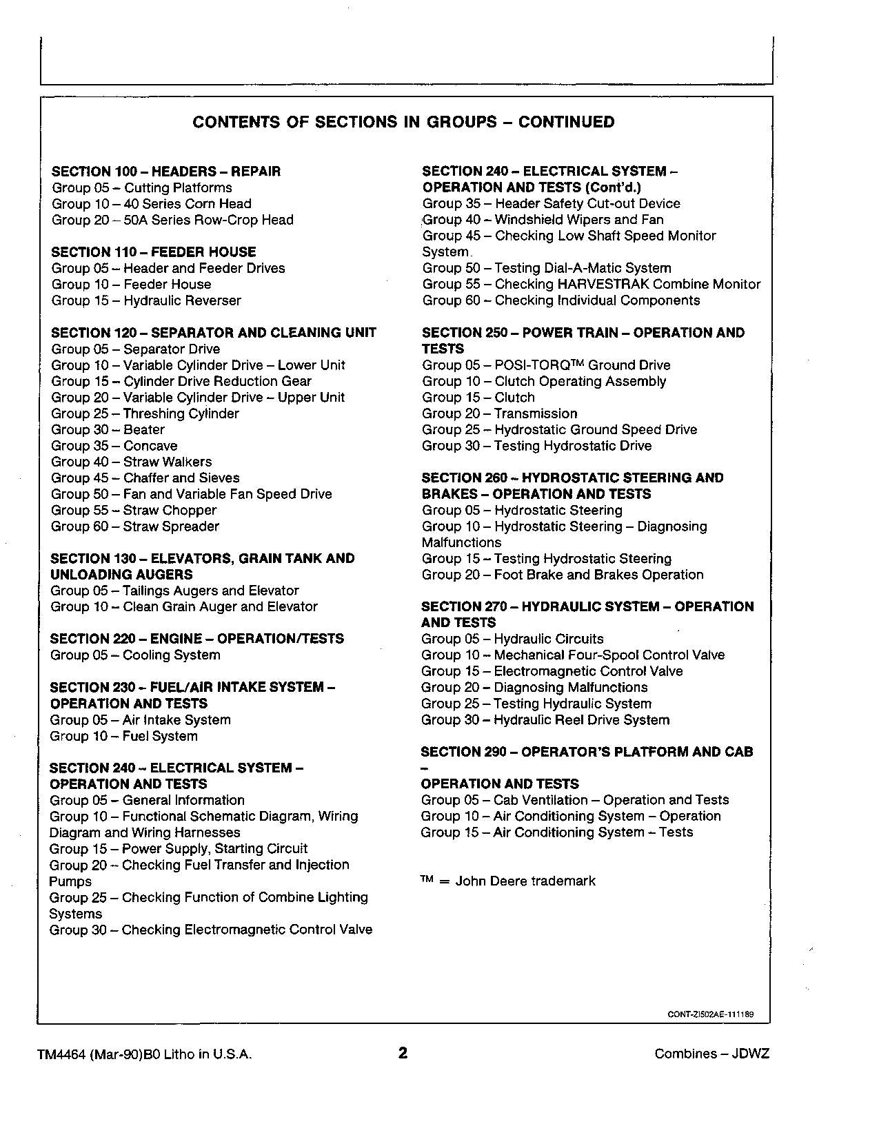 JOHN DEERE 4435 COMBINE SERVICE MANUAL