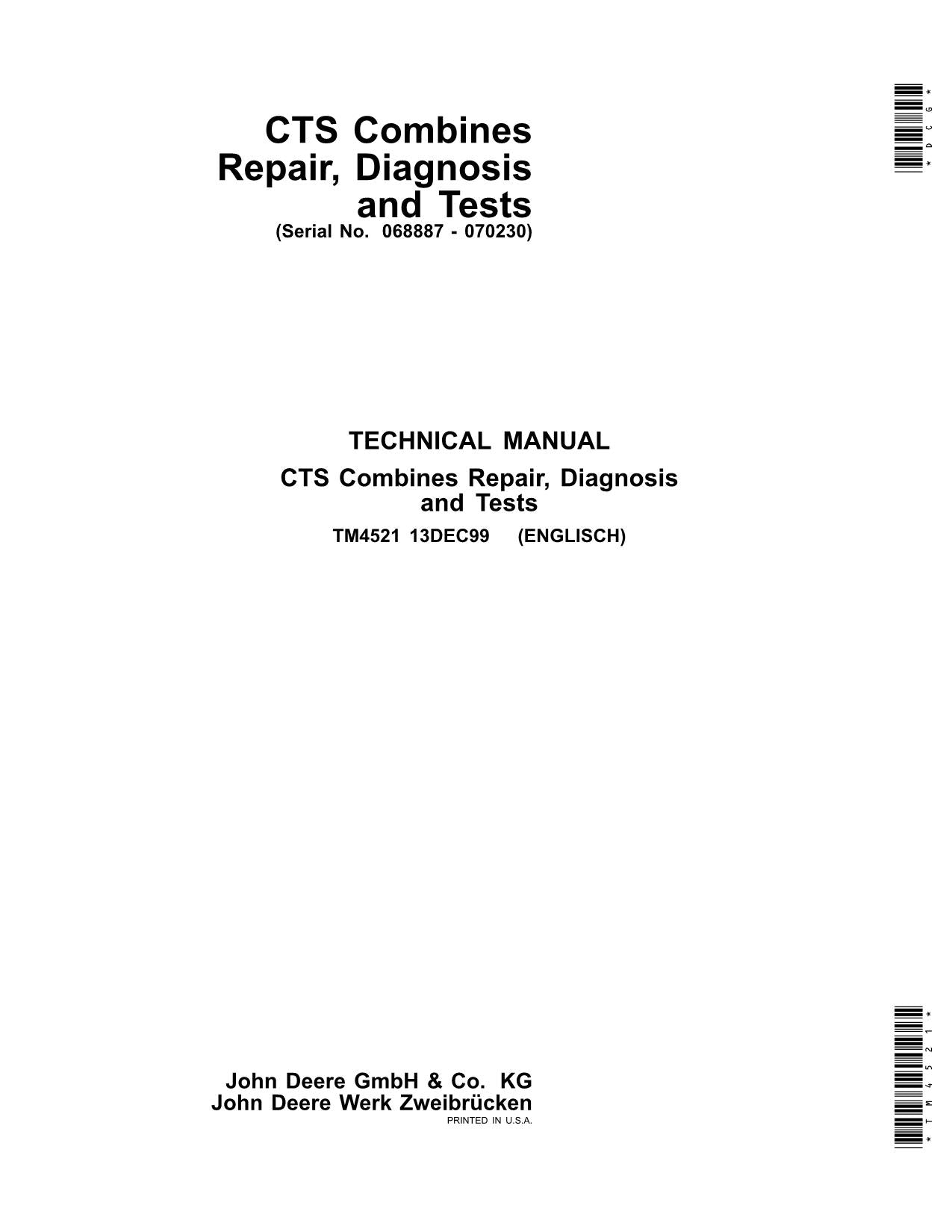 JOHN DEERE CTS MÄHDRESCHER SERVICEHANDBUCH Nr. 2