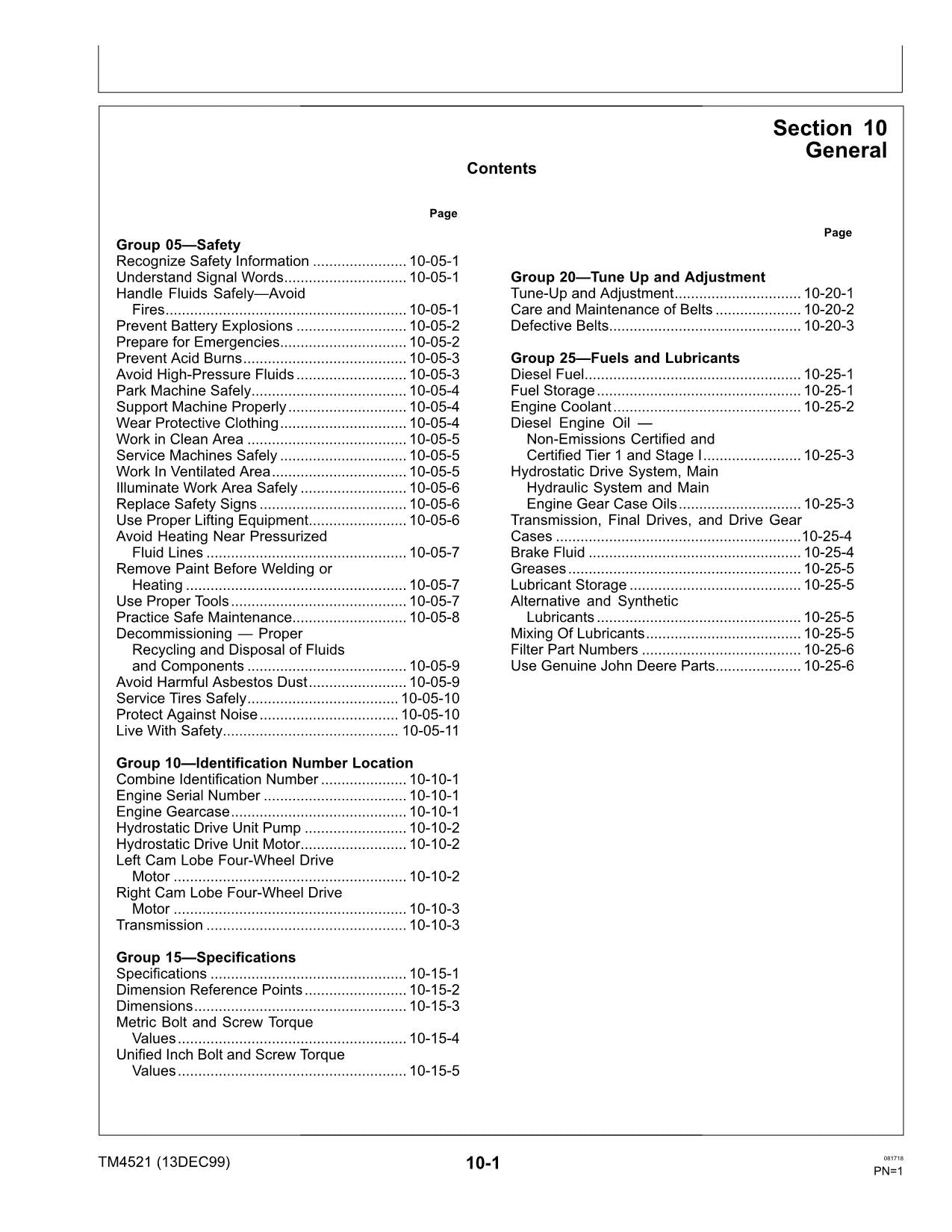 JOHN DEERE CTS MÄHDRESCHER SERVICEHANDBUCH Nr. 2