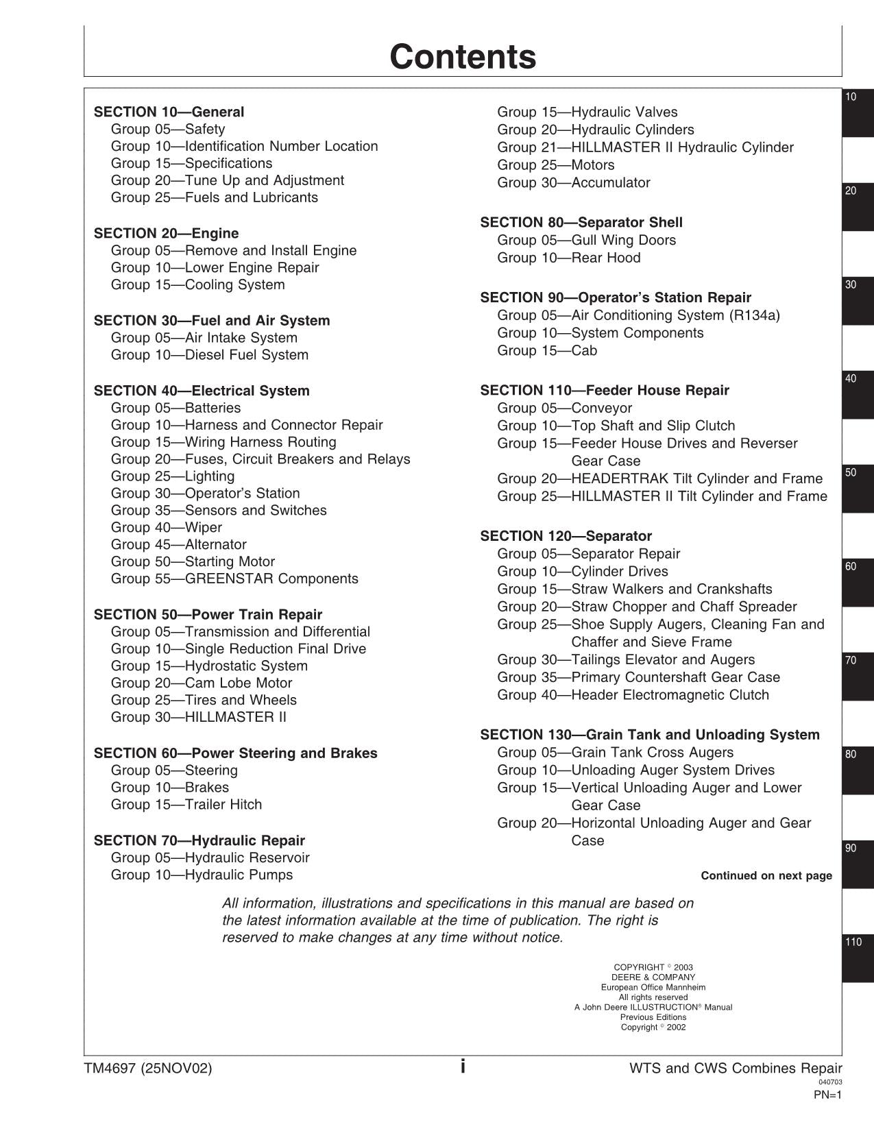 JOHN DEERE 9540 9560 9580 9640 9660 9680 MÄHDRESCHER-REPARATUR-SERVICEHANDBUCH Nr. 1