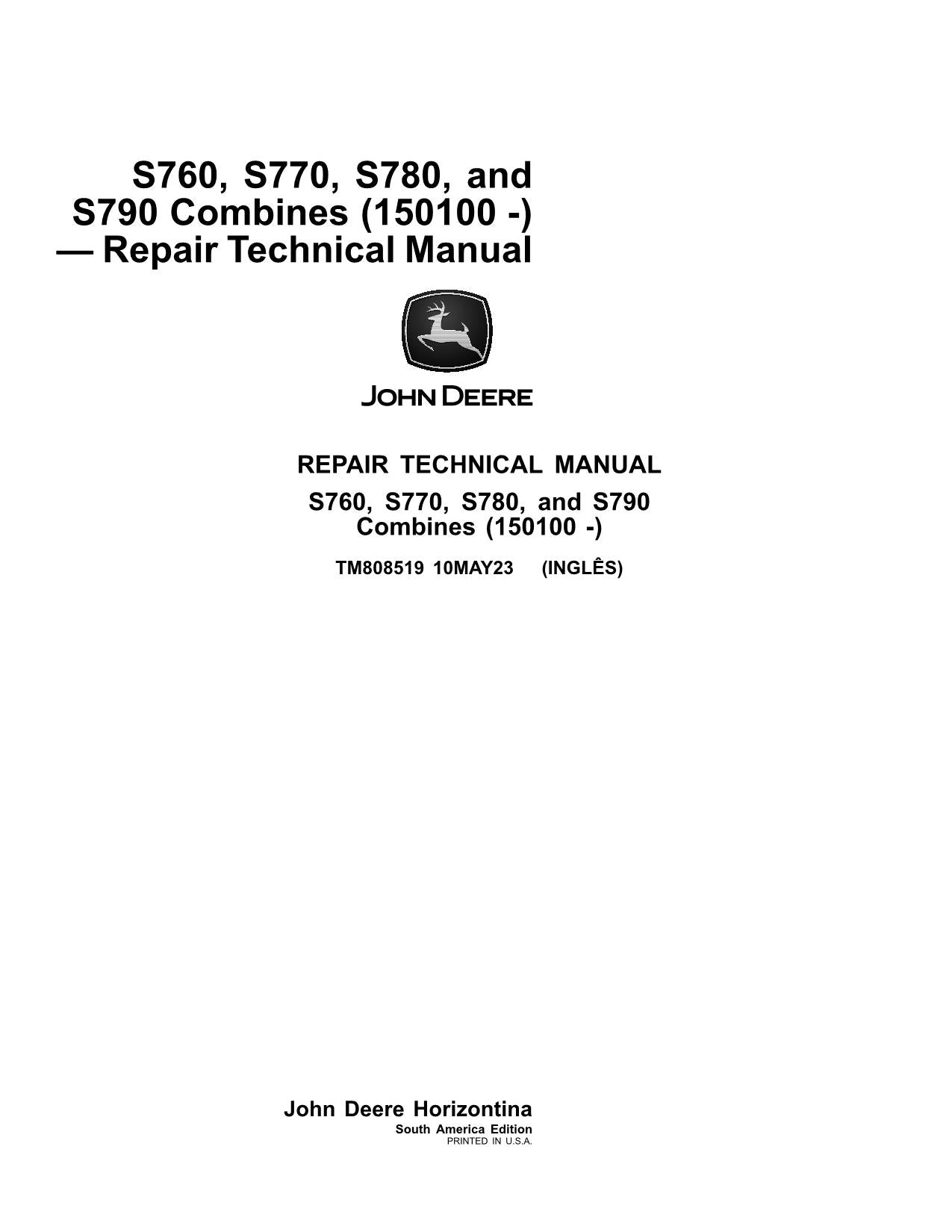 JOHN DEERE S760 S780 S770 S790 COMBINE REPAIR SERVICE MANUAL #1