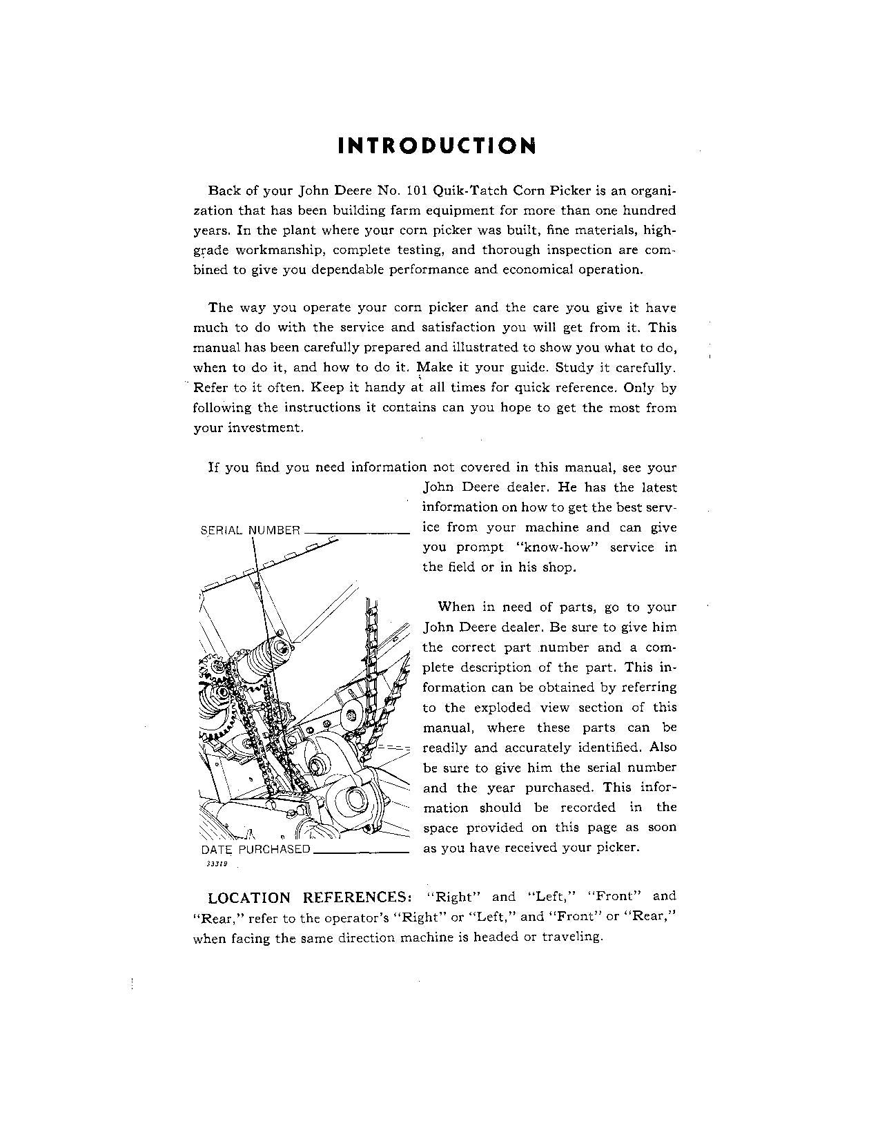 JOHN DEERE 101 BAUMWOLLPFLÜCKER - BEDIENUNGSANLEITUNG NR. 1