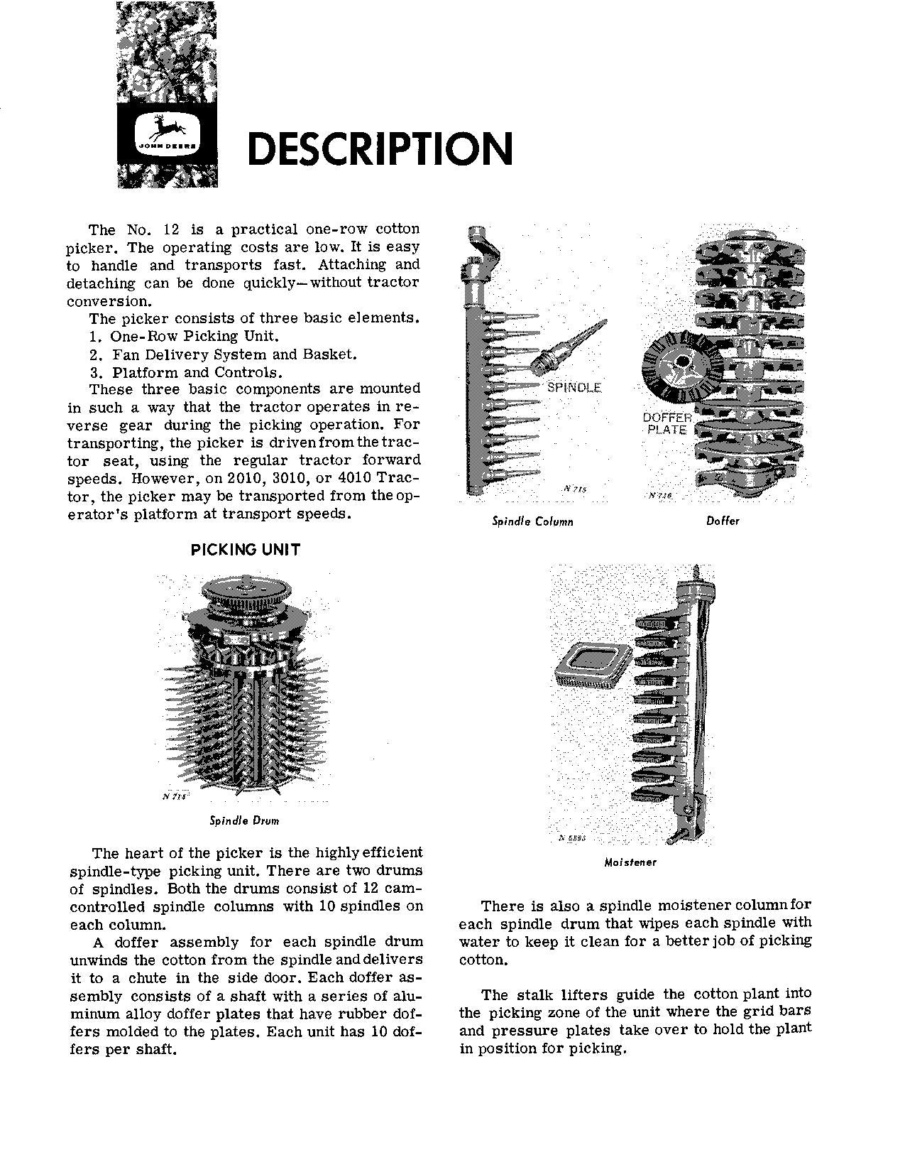 JOHN DEERE 12 BAUMWOLLPFÜNDER-BEDIENUNGSHANDBUCH Nr. 1