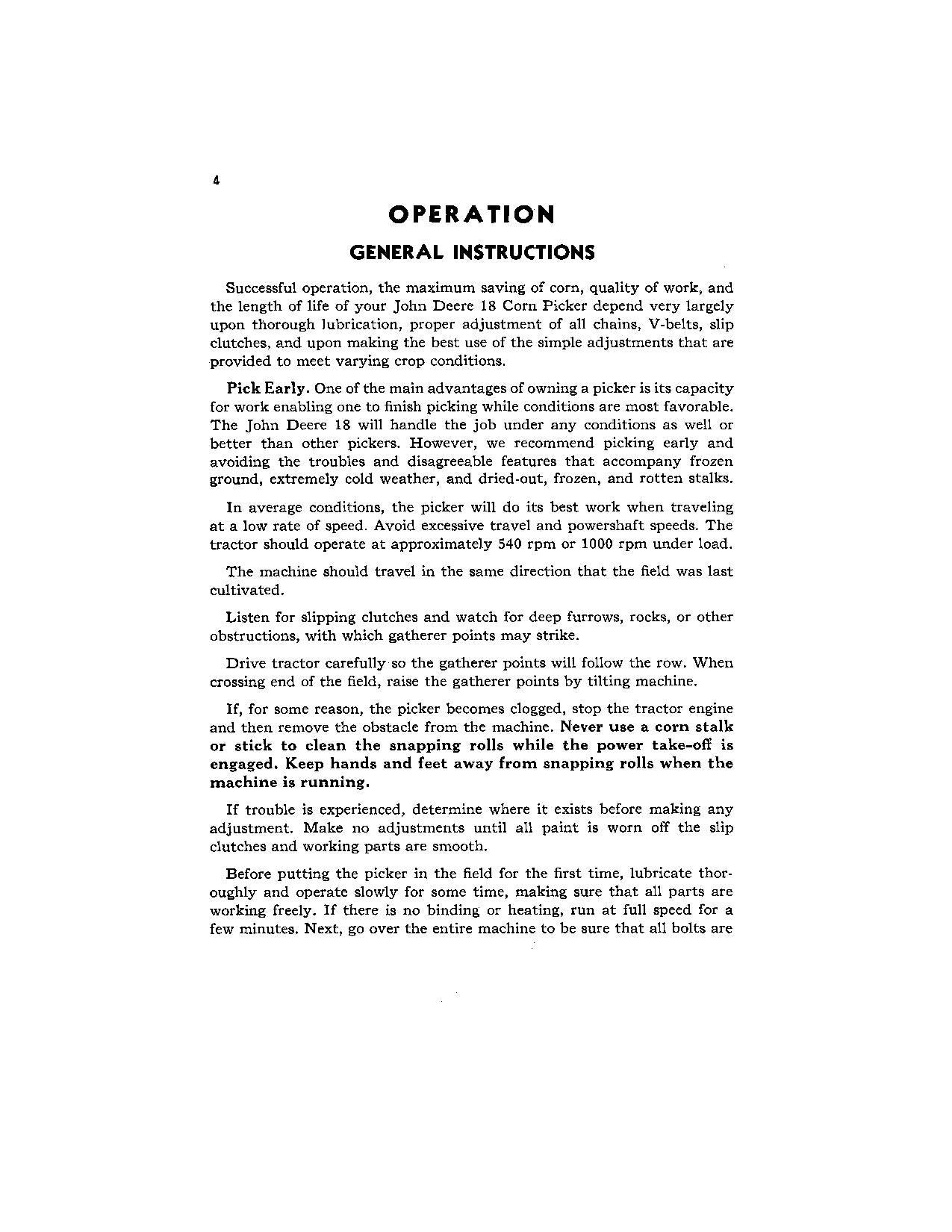 JOHN DEERE 18 COTTON PICKER OPERATORS MANUAL #2