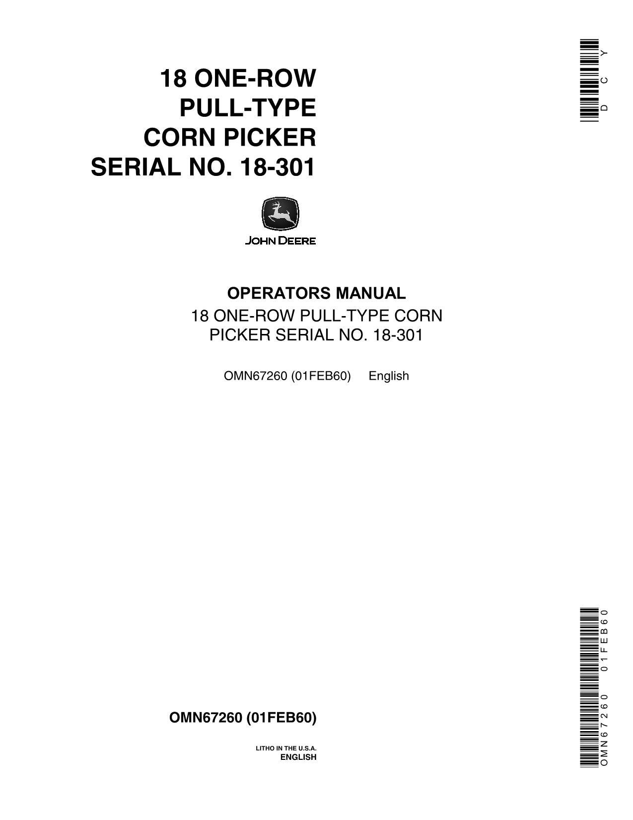 JOHN DEERE 18 COTTON PICKER OPERATORS MANUAL #4