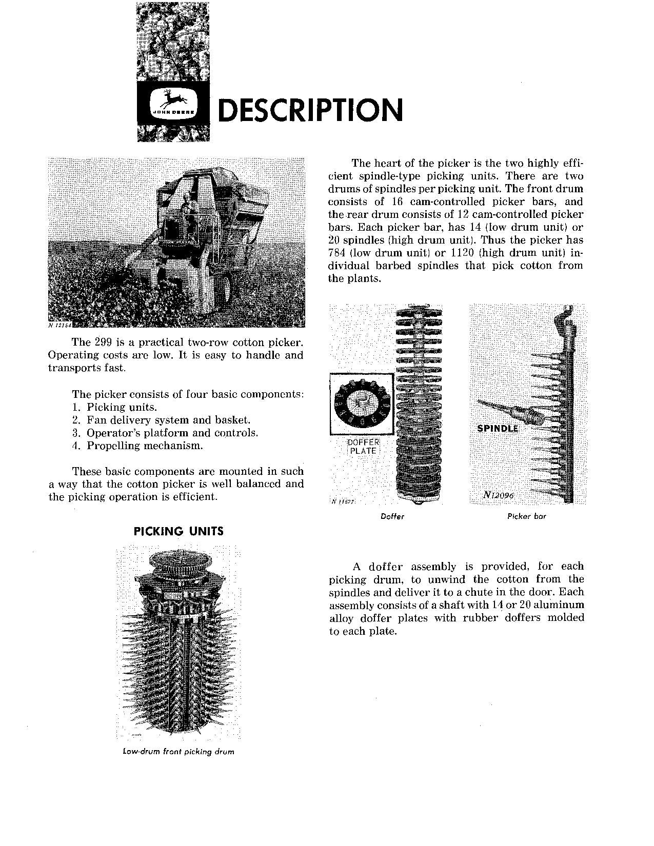 MANUEL D'UTILISATION DE LA CUEILLETTE DE COTON JOHN DEERE 299 #1