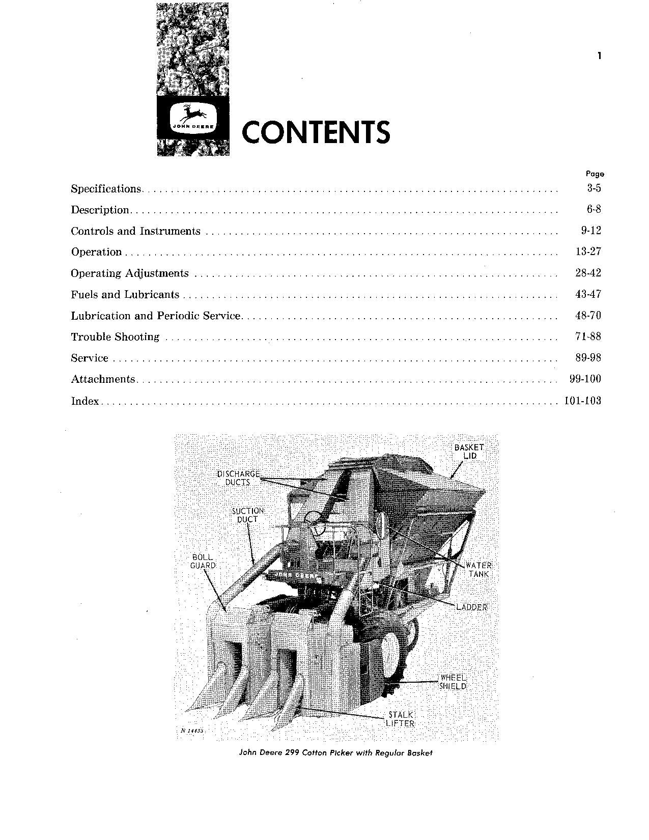 MANUEL D'UTILISATION DE LA CUEILLETTE DE COTON JOHN DEERE 299 #1