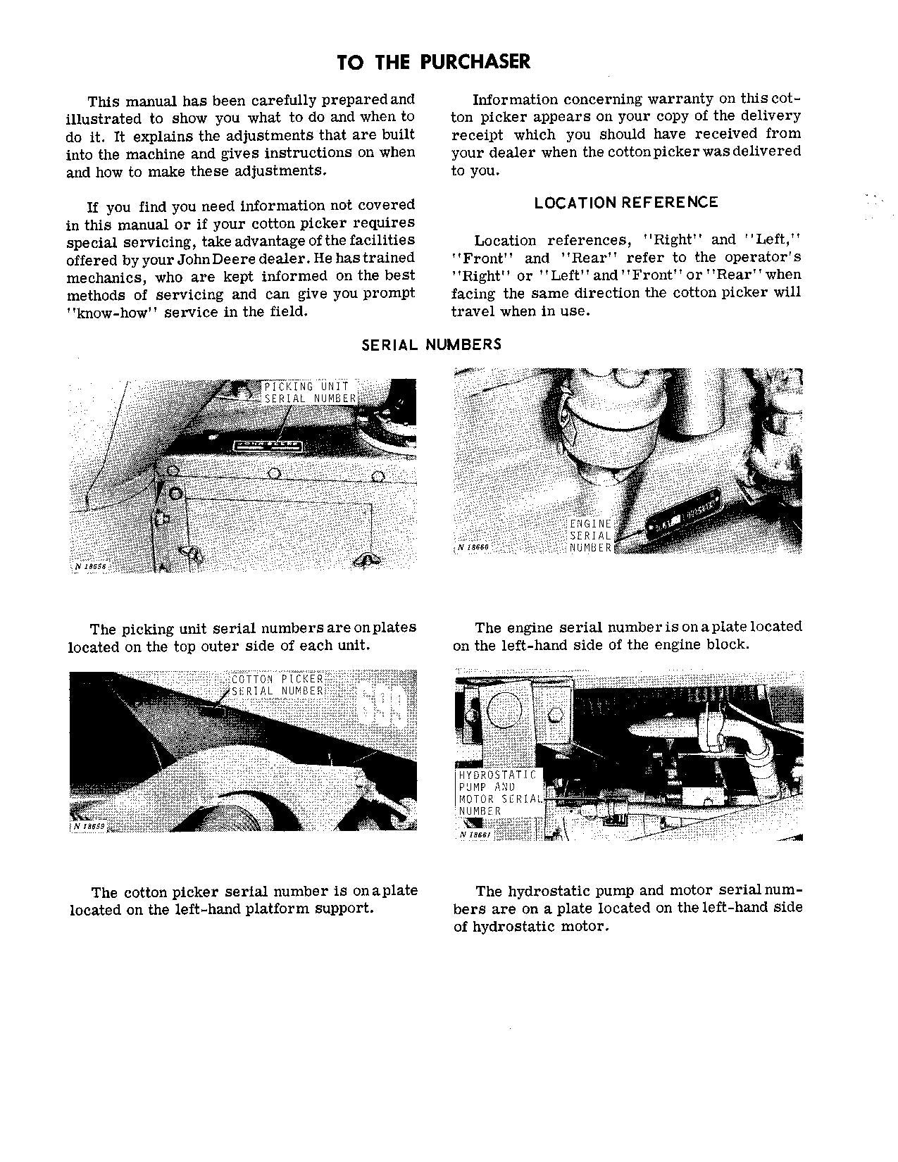 JOHN DEERE 499 COTTON PICKER OPERATORS MANUAL #1