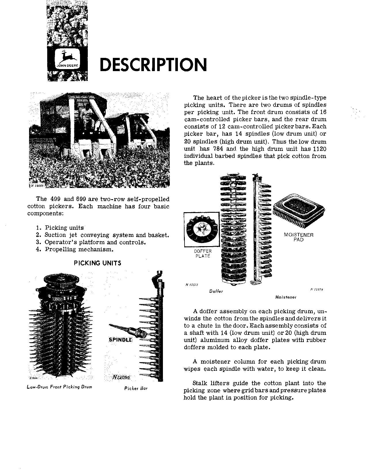 JOHN DEERE 499 COTTON PICKER OPERATORS MANUAL #1